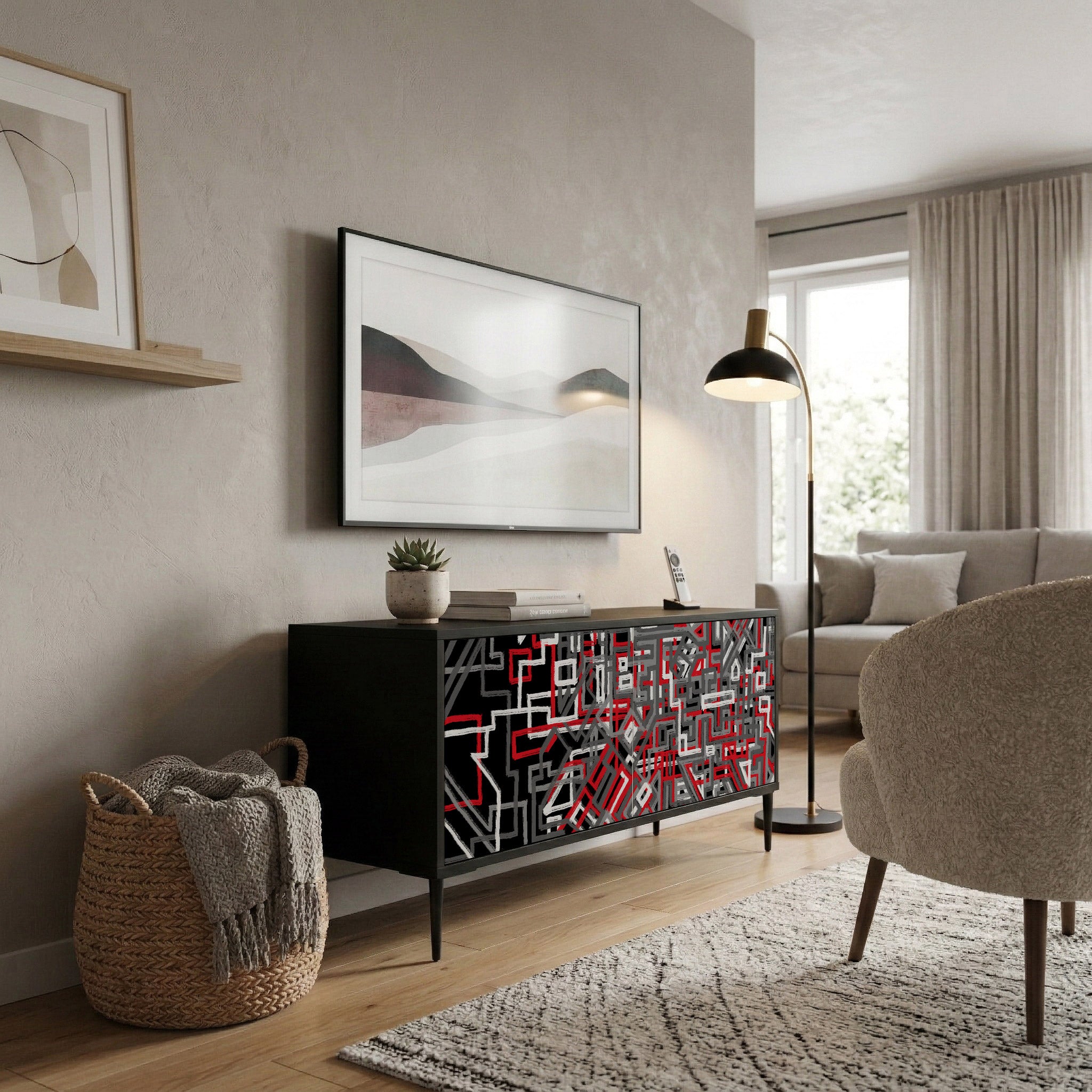 BROKEN LINES Συμπαγές έπιπλο τηλεόρασης 2-θυρών