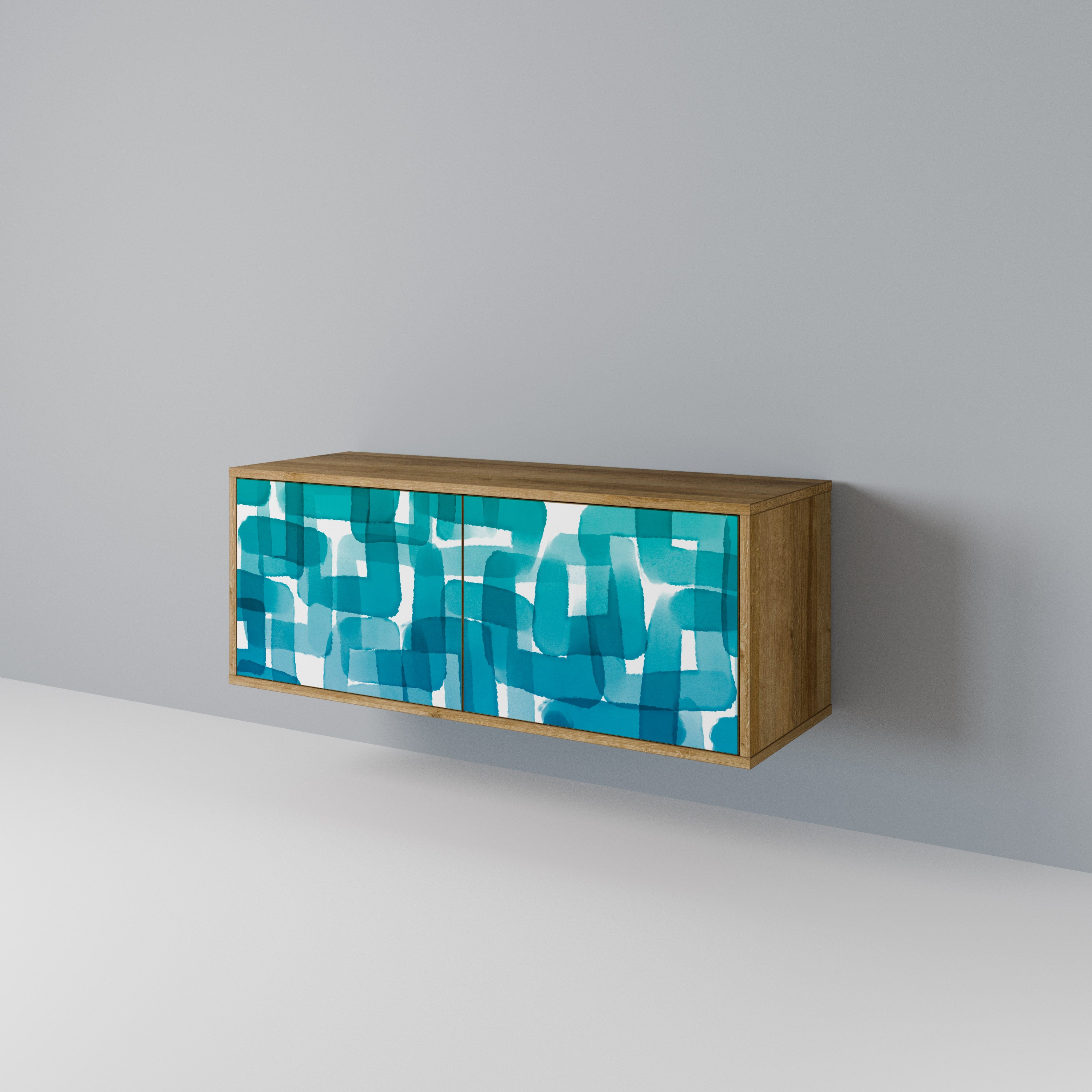 TURQUOISE RECTANGLES Συμπαγές έπιπλο τηλεόρασης 2-θυρών