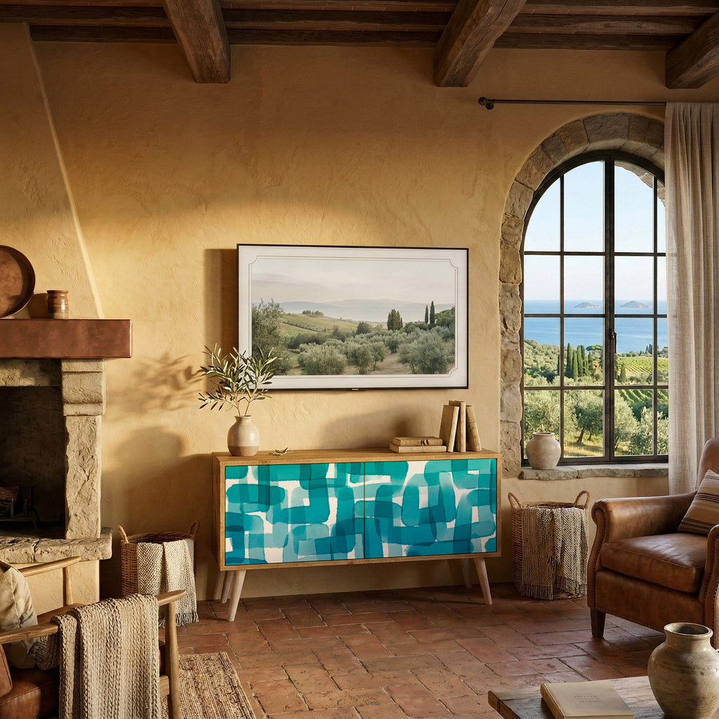 TURQUOISE RECTANGLES Συμπαγές έπιπλο τηλεόρασης 2-θυρών