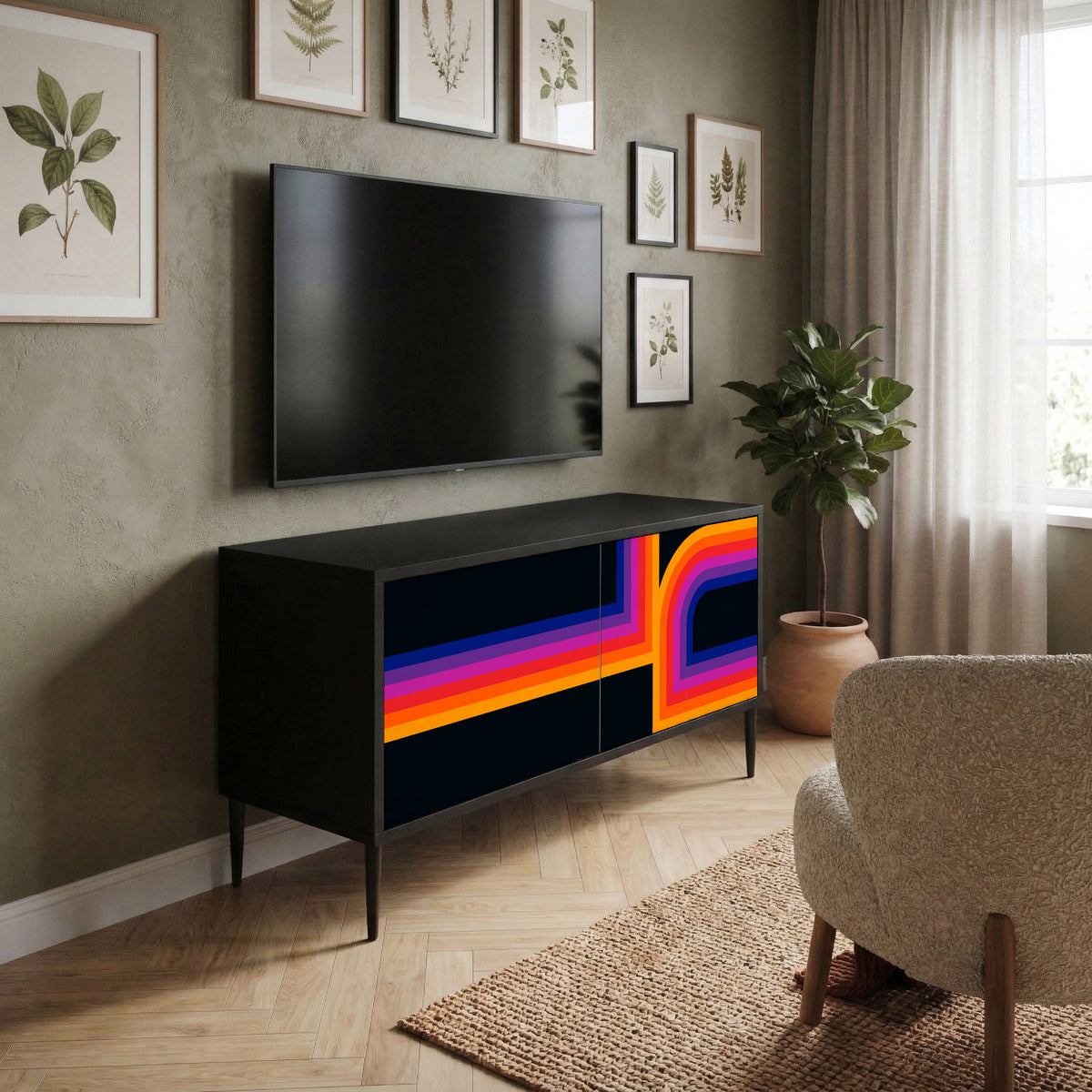 BLINDED BY THE LIGHTS Compact 2-Door TV Cabinet