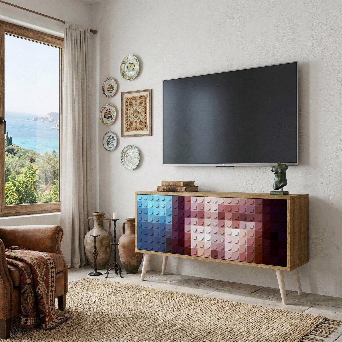 CONSTRUCTIVE ART Compact 2-Door TV Cabinet