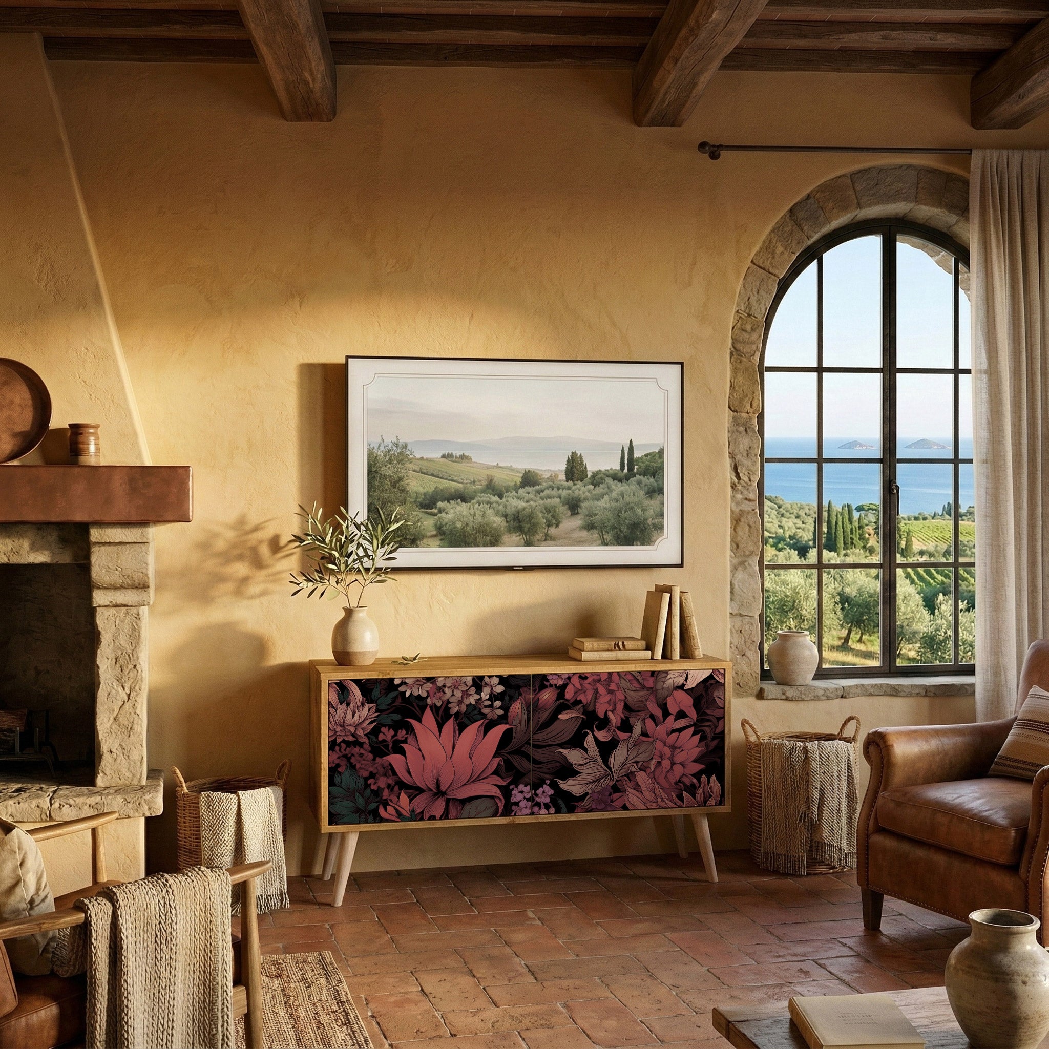 FLORAL WHISPER Συμπαγές έπιπλο τηλεόρασης 2-θυρών