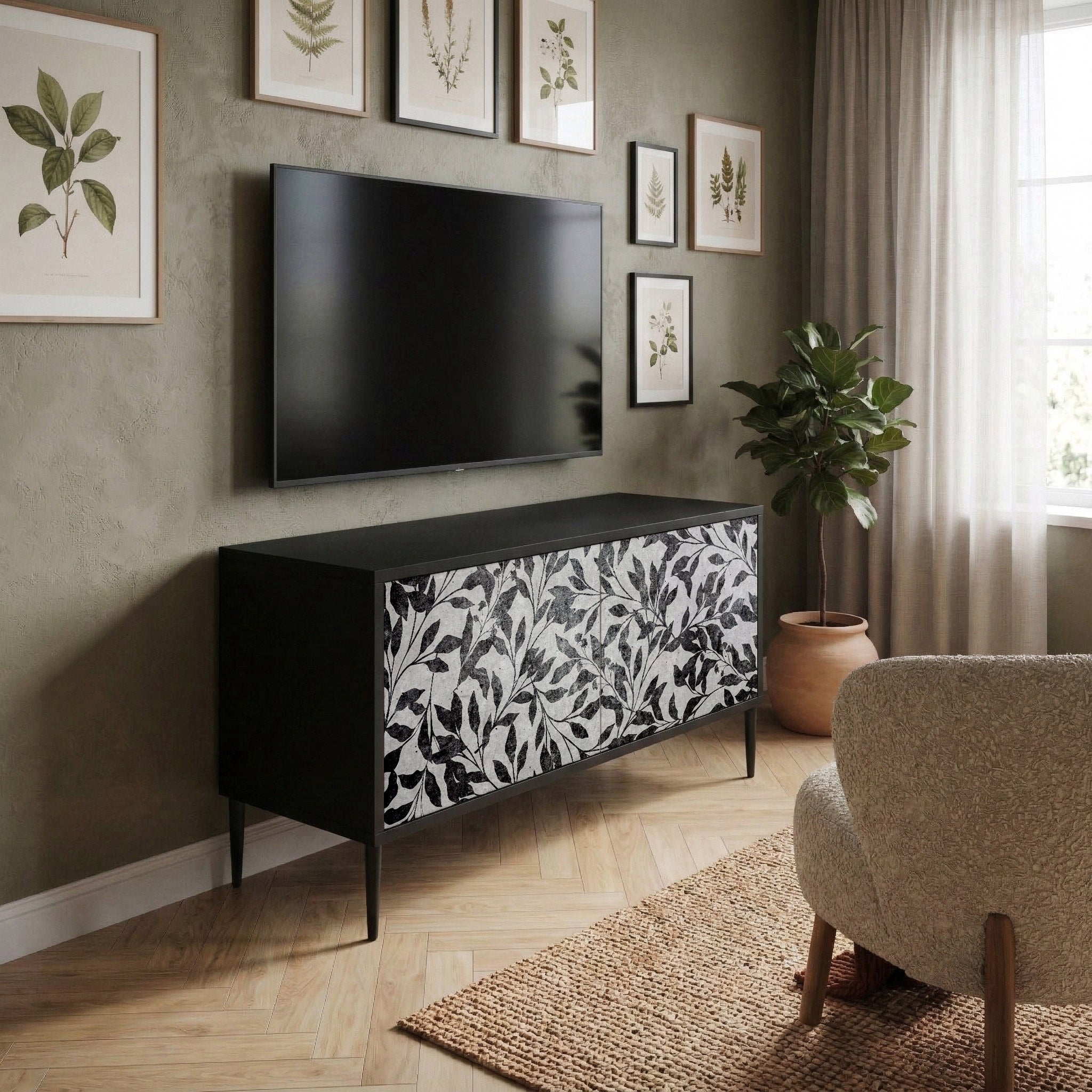 CHARCOAL SPROUT Compact 2-Door TV Cabinet