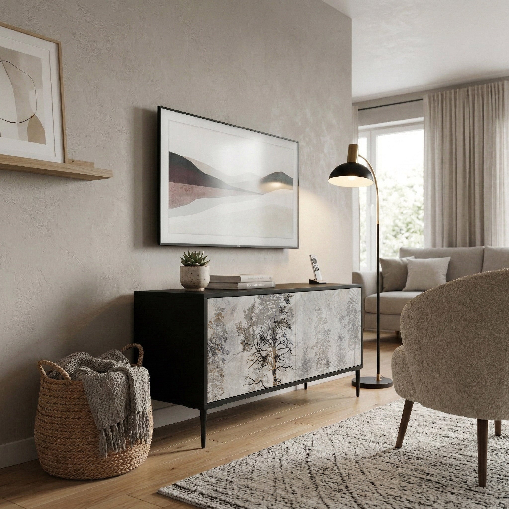 FADE IN THE TREES Compact 2-Door TV Cabinet