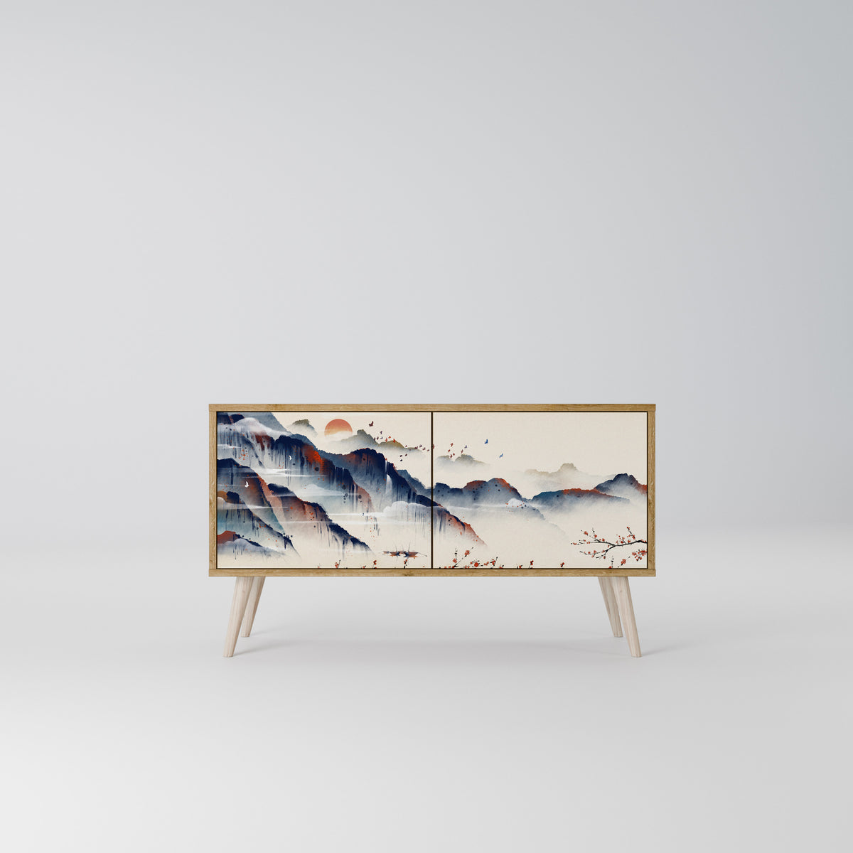 JAPANESE LANDSCAPE Compact 2-Door TV Cabinet