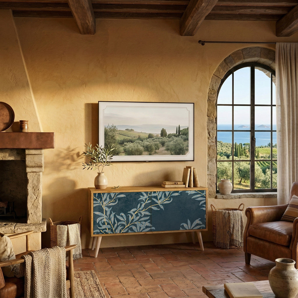 BLUE LEAVES Συμπαγές έπιπλο τηλεόρασης 2-θυρών