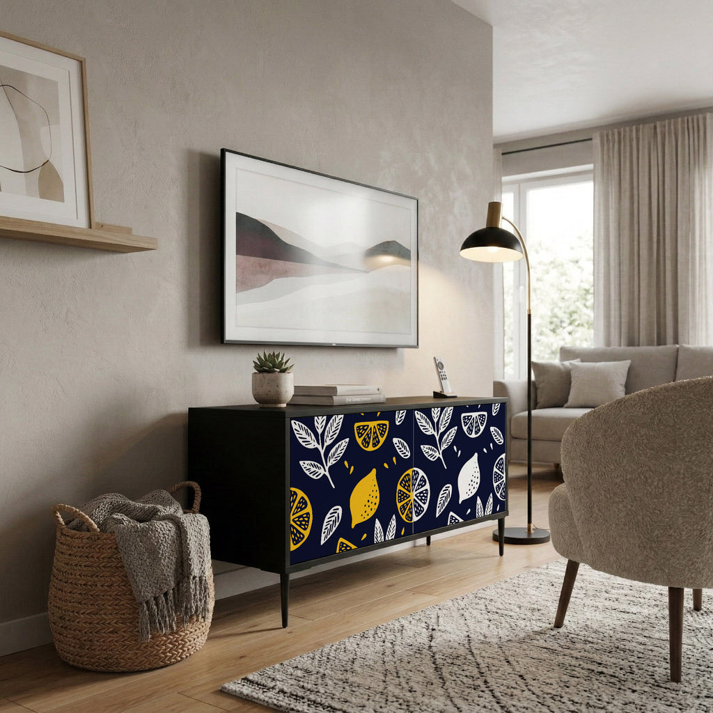 CITRUS BLACK AND WHITE Συμπαγές έπιπλο τηλεόρασης 2-θυρών