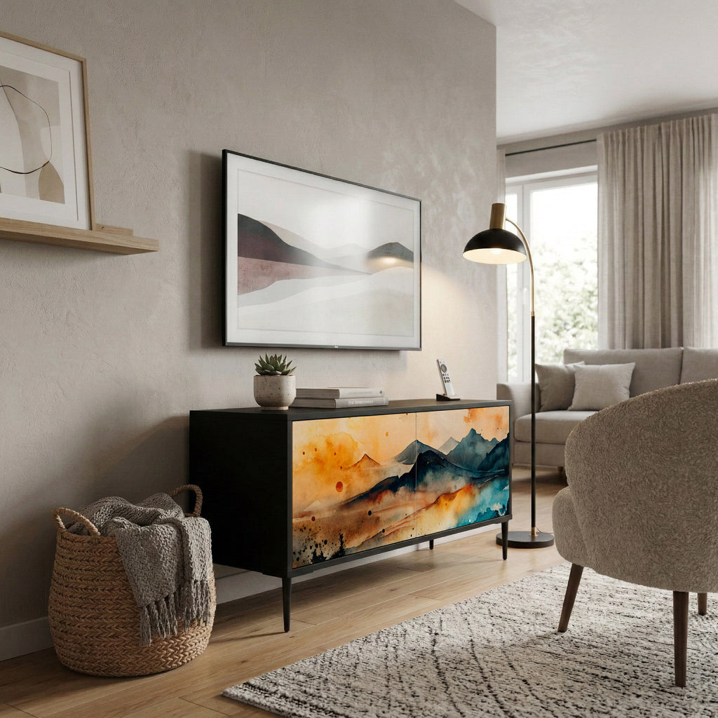 OMINOUS MOUNTAINS Compact 2-Door TV Cabinet