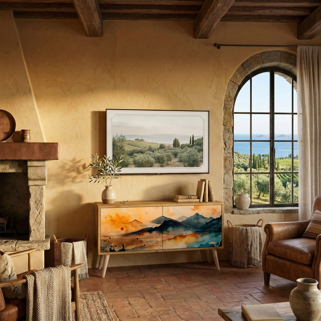 OMINOUS MOUNTAINS Compact 2-Door TV Cabinet