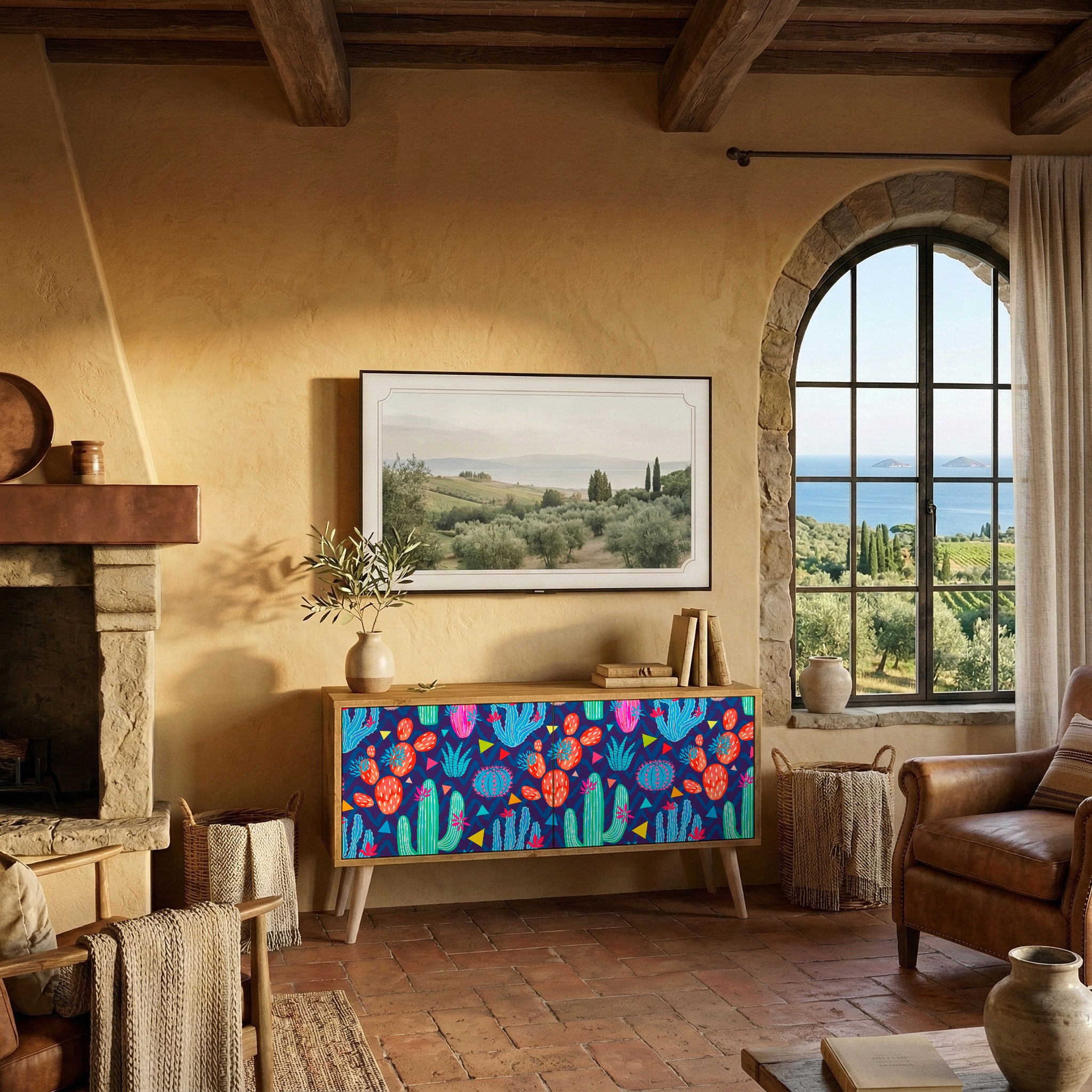 CACTUS VIBES Συμπαγές έπιπλο τηλεόρασης 2-θυρών