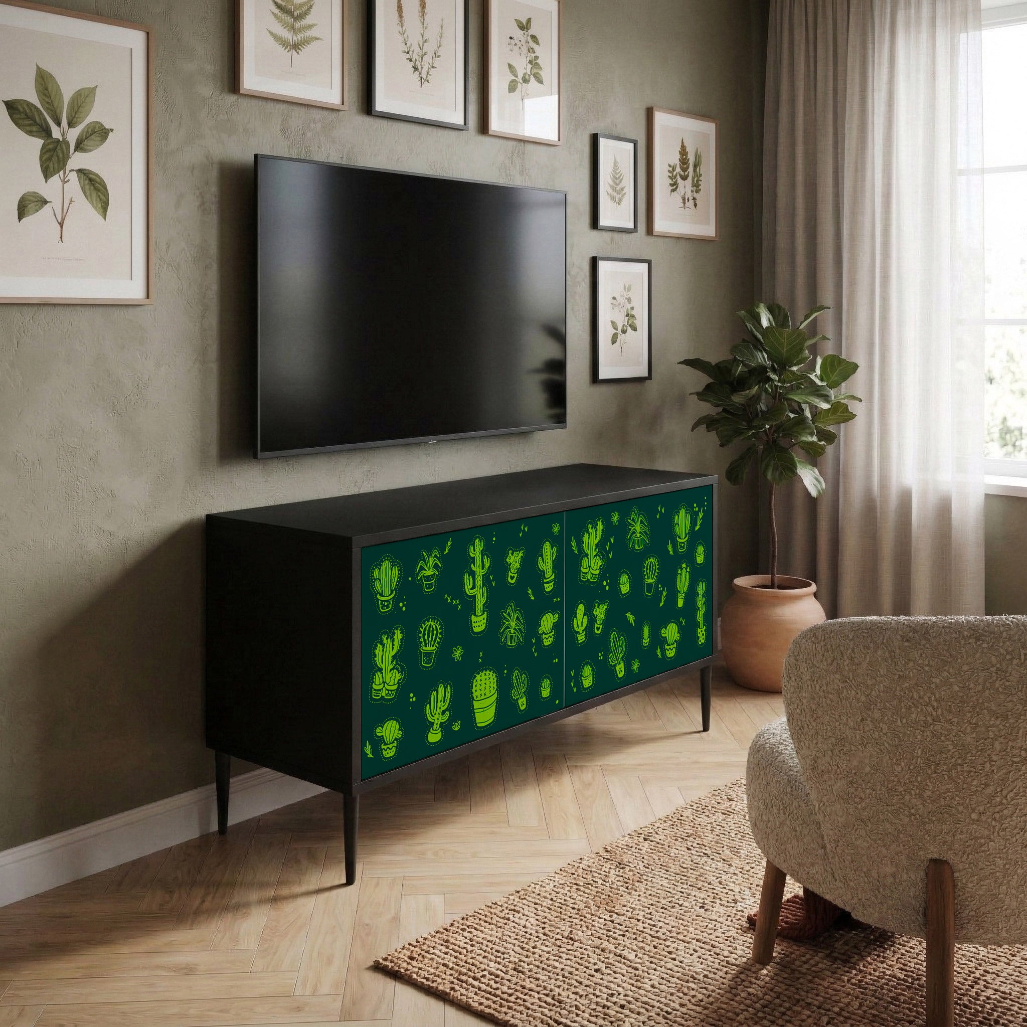 DESERT GREEN Compact 2-Door TV Cabinet