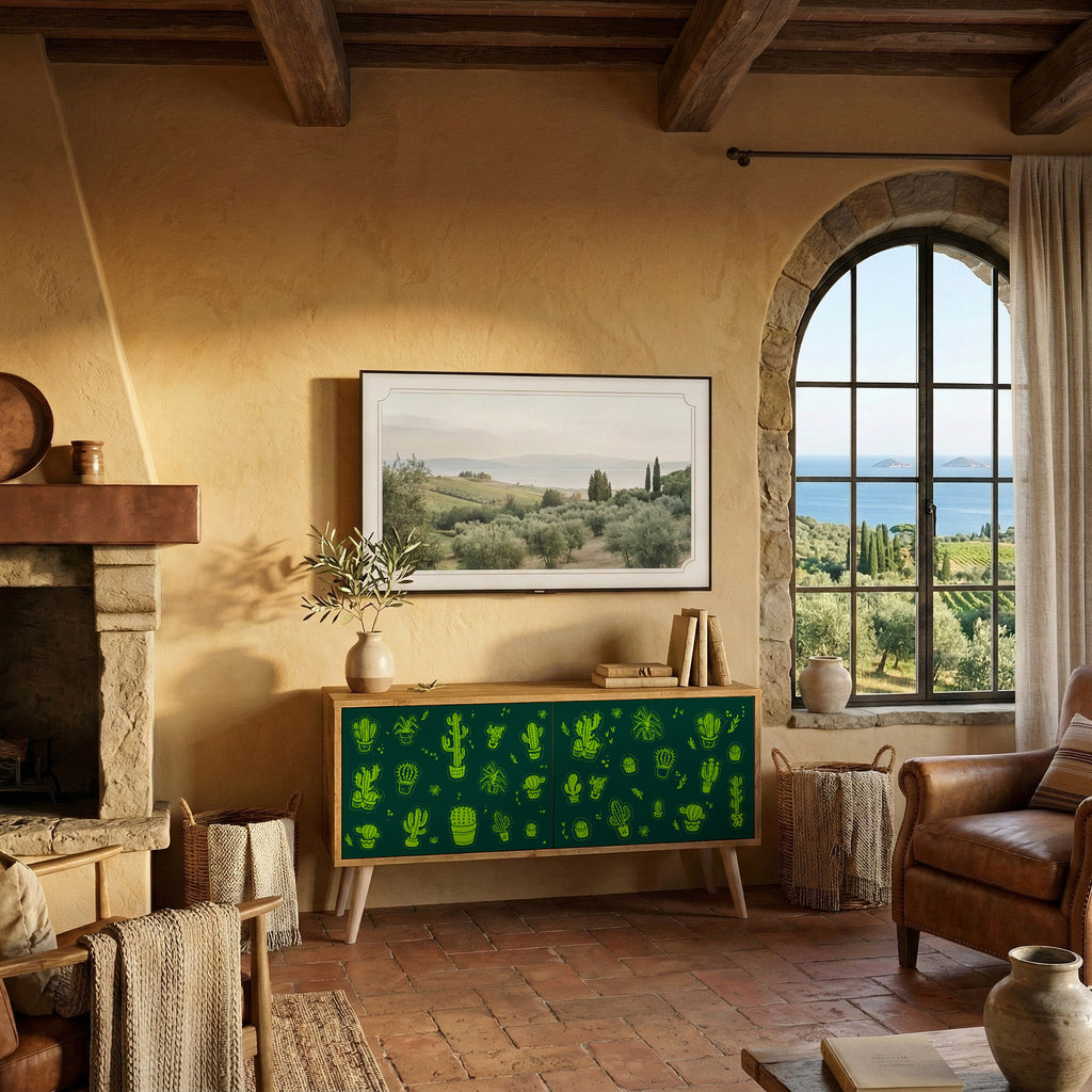 DESERT GREEN Compact 2-Door TV Cabinet