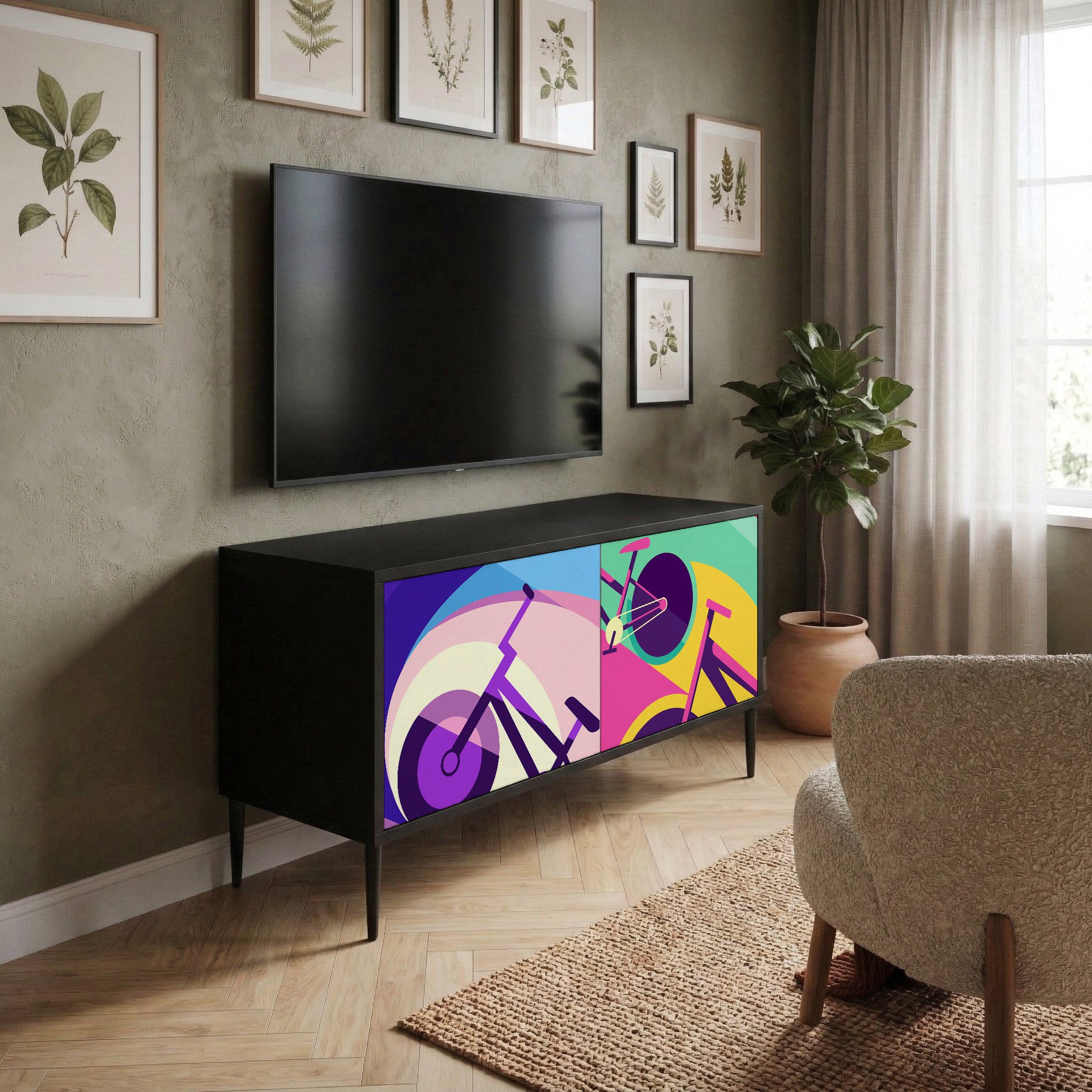 BIKE DREAMS Compact 2-Door TV Cabinet