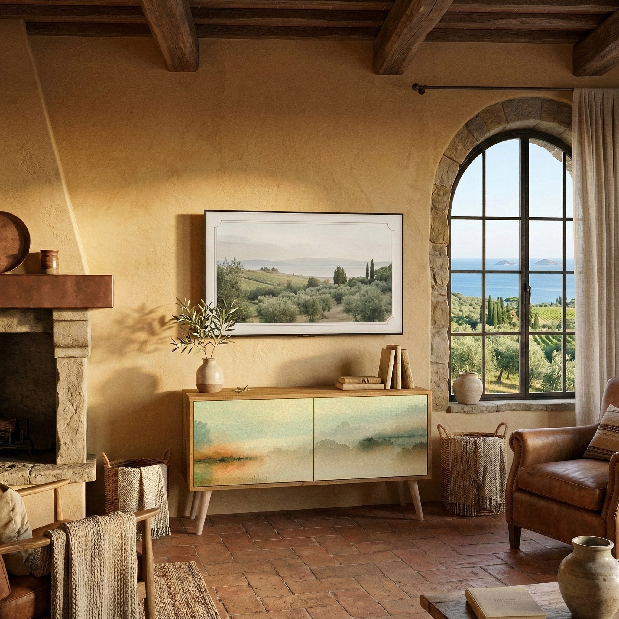 MORNING BY THE LAKE Συμπαγές έπιπλο τηλεόρασης 2-θυρών