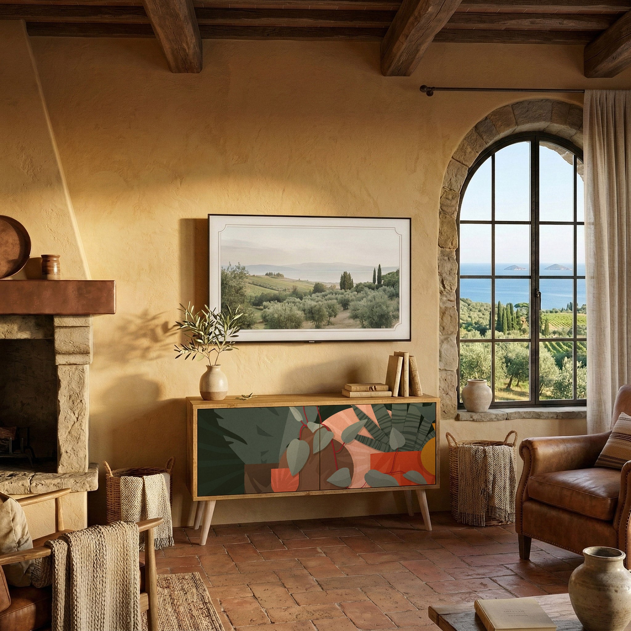 TROPICAL COMPOSITION Συμπαγές έπιπλο τηλεόρασης 2-θυρών