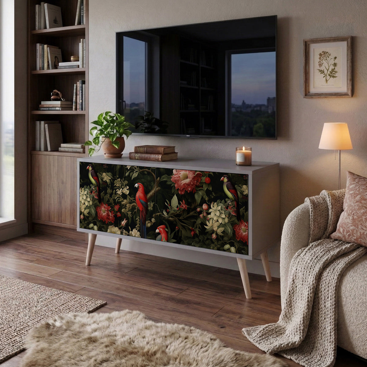 AVIAN GREENERY Compact 2-Door TV Cabinet