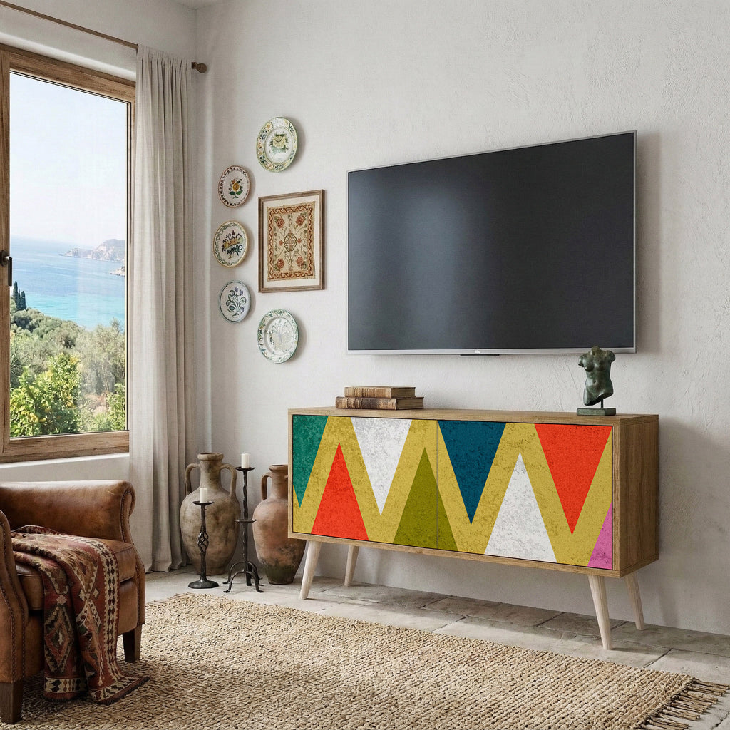 COLORFUL TRIANGLES Compact 2-Door TV Cabinet
