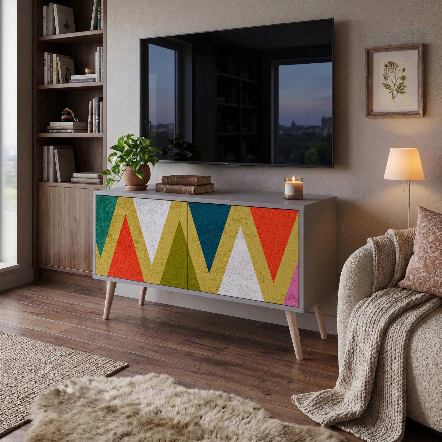 COLORFUL TRIANGLES Συμπαγές έπιπλο τηλεόρασης 2-θυρών