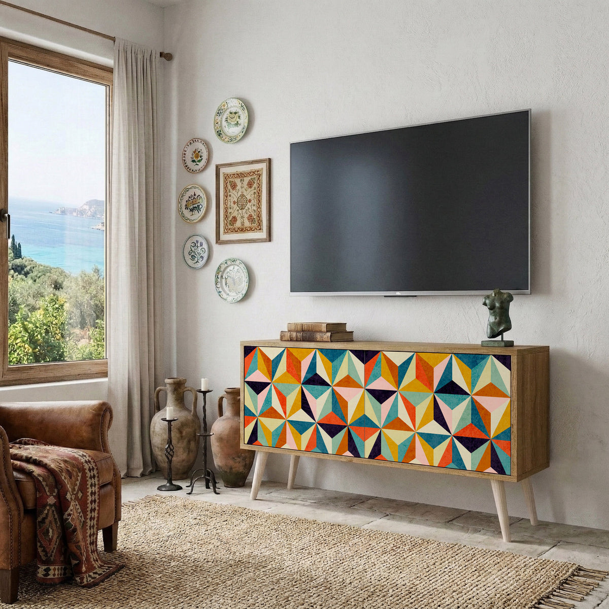 TESSELATE TREASURES Compact 2-Door TV Cabinet