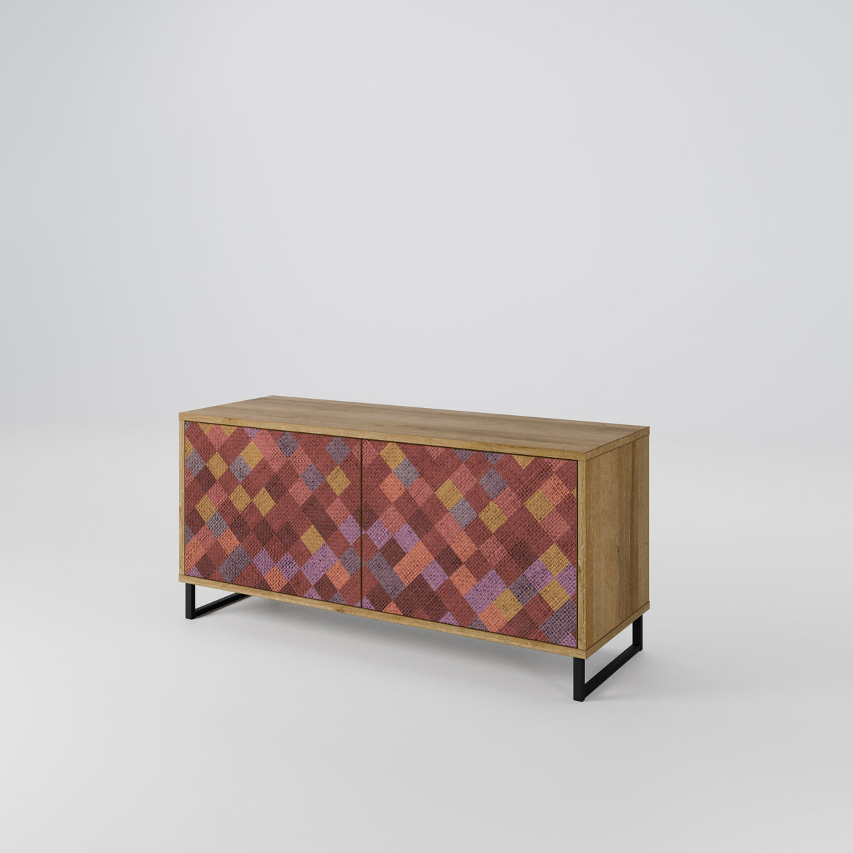 PAINTED SQUARES Compact 2-Door TV Cabinet