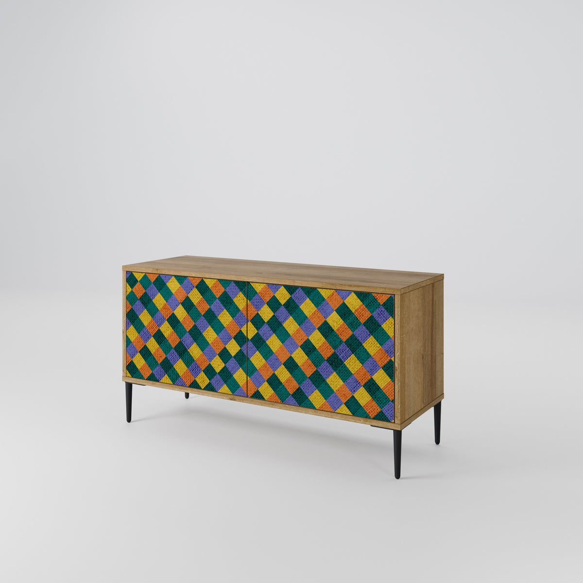 PAINTED SQUARES MIX Compact 2-Door TV Cabinet