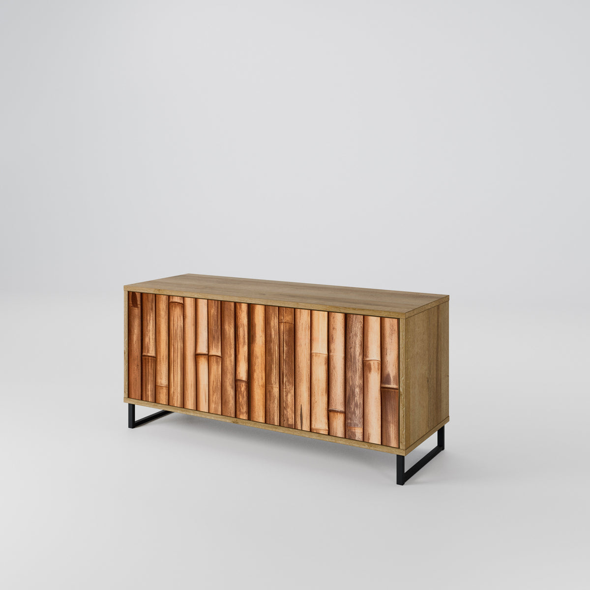 NATURAL WOOD Compact 2-Door TV Cabinet