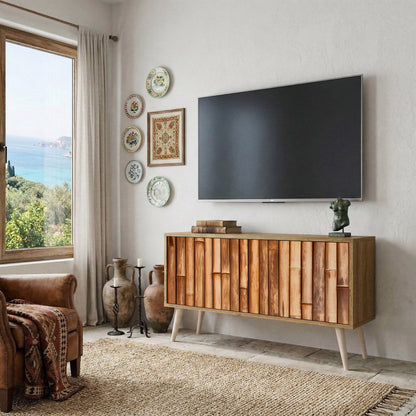 NATURAL WOOD Συμπαγές έπιπλο τηλεόρασης 2-θυρών