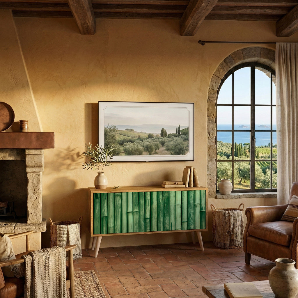 NATURAL GREEN Compact 2-Door TV Cabinet