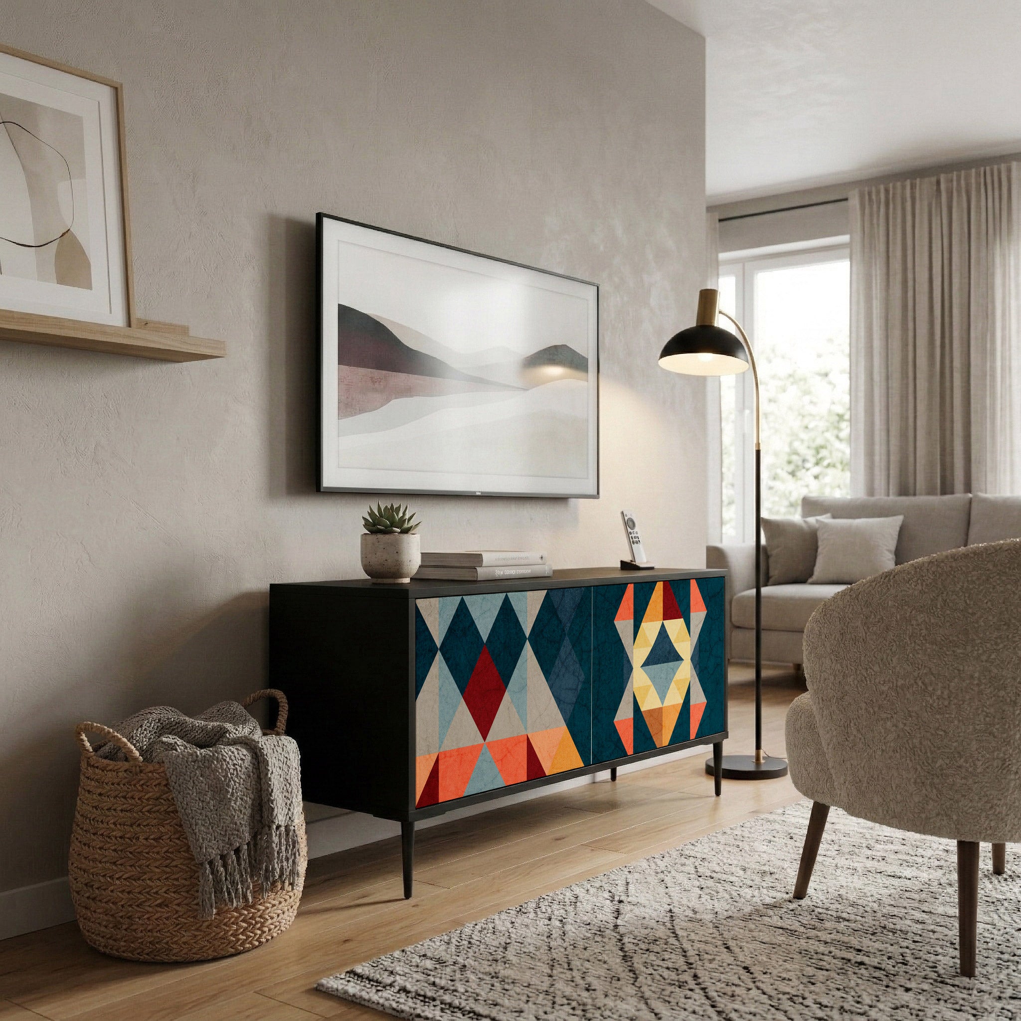 CRACKED ILLUSION Compact 2-Door TV Cabinet