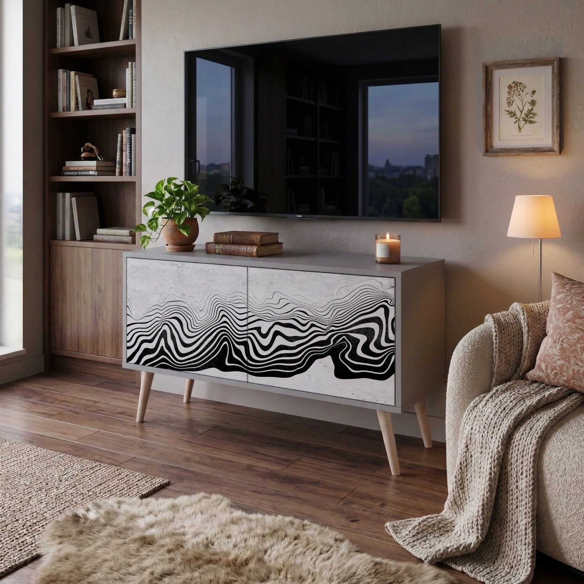 MONOCHROME MIRAGE Compact 2-Door TV Cabinet
