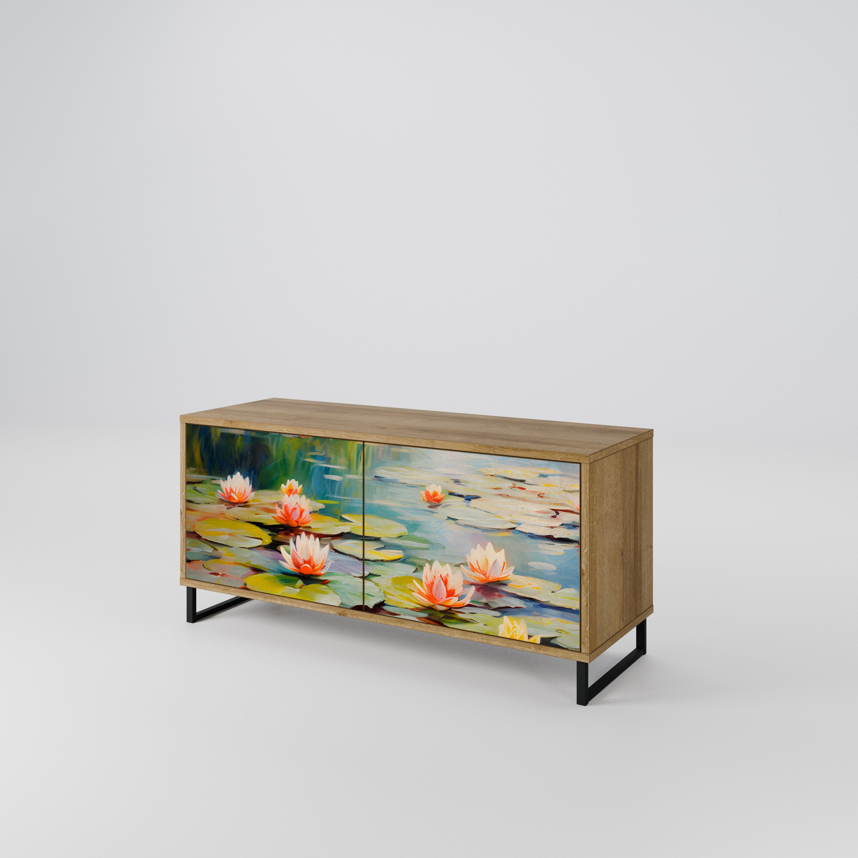 BLOOMING WATERS Compact 2-Door TV Cabinet