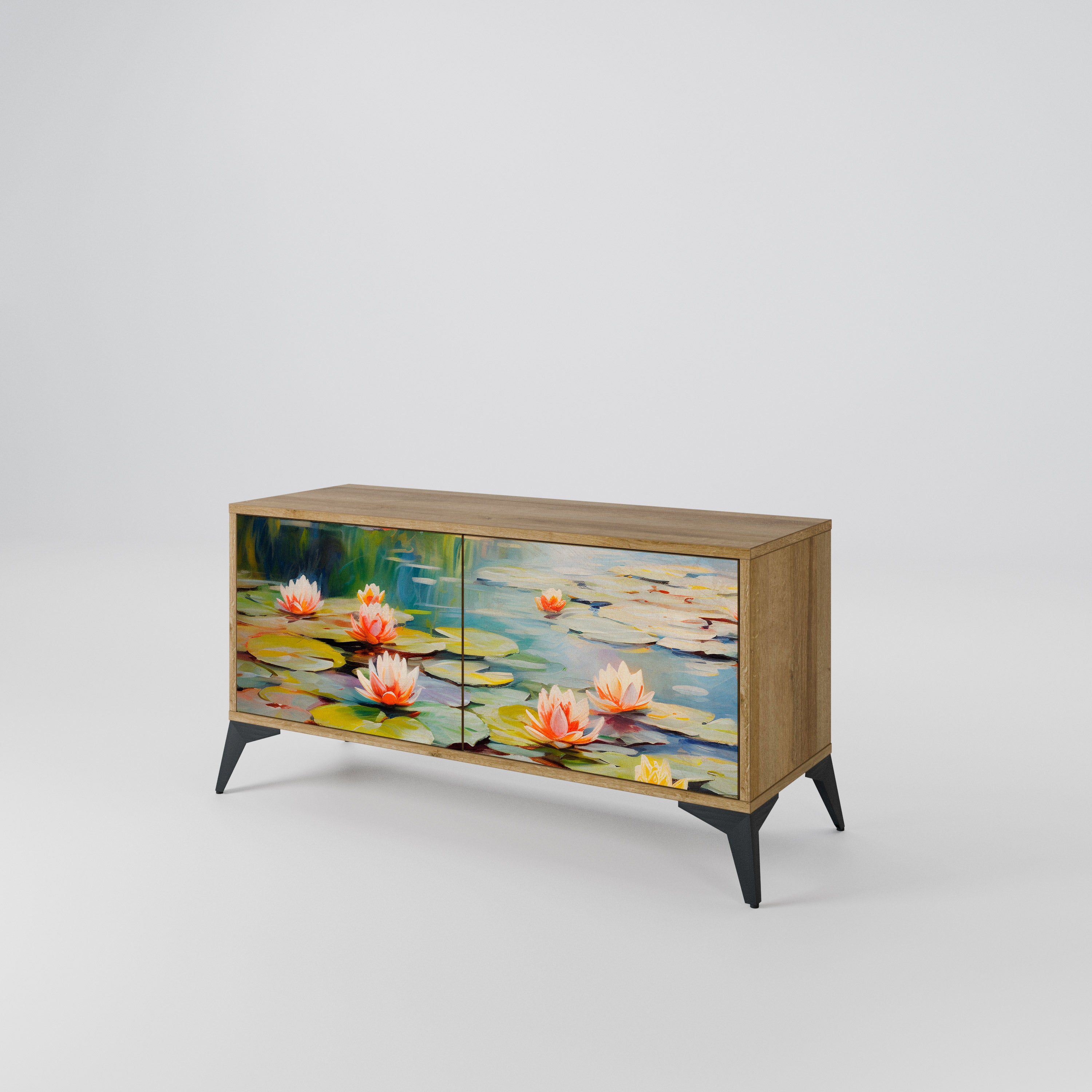 BLOOMING WATERS Compact 2-Door TV Cabinet