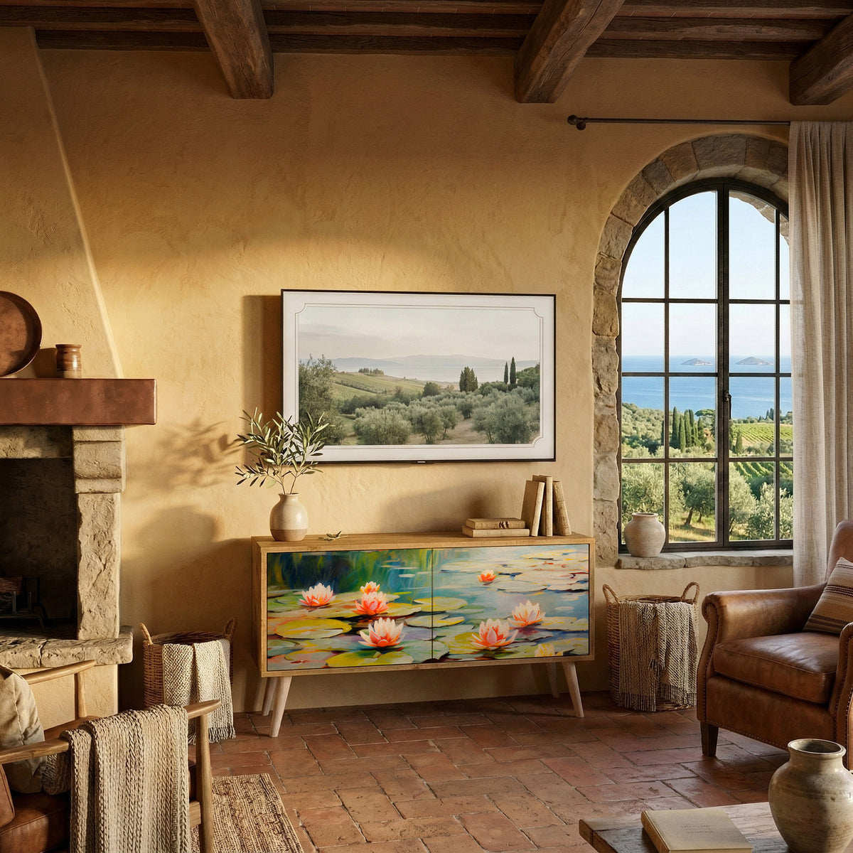 BLOOMING WATERS Συμπαγές έπιπλο τηλεόρασης 2-θυρών