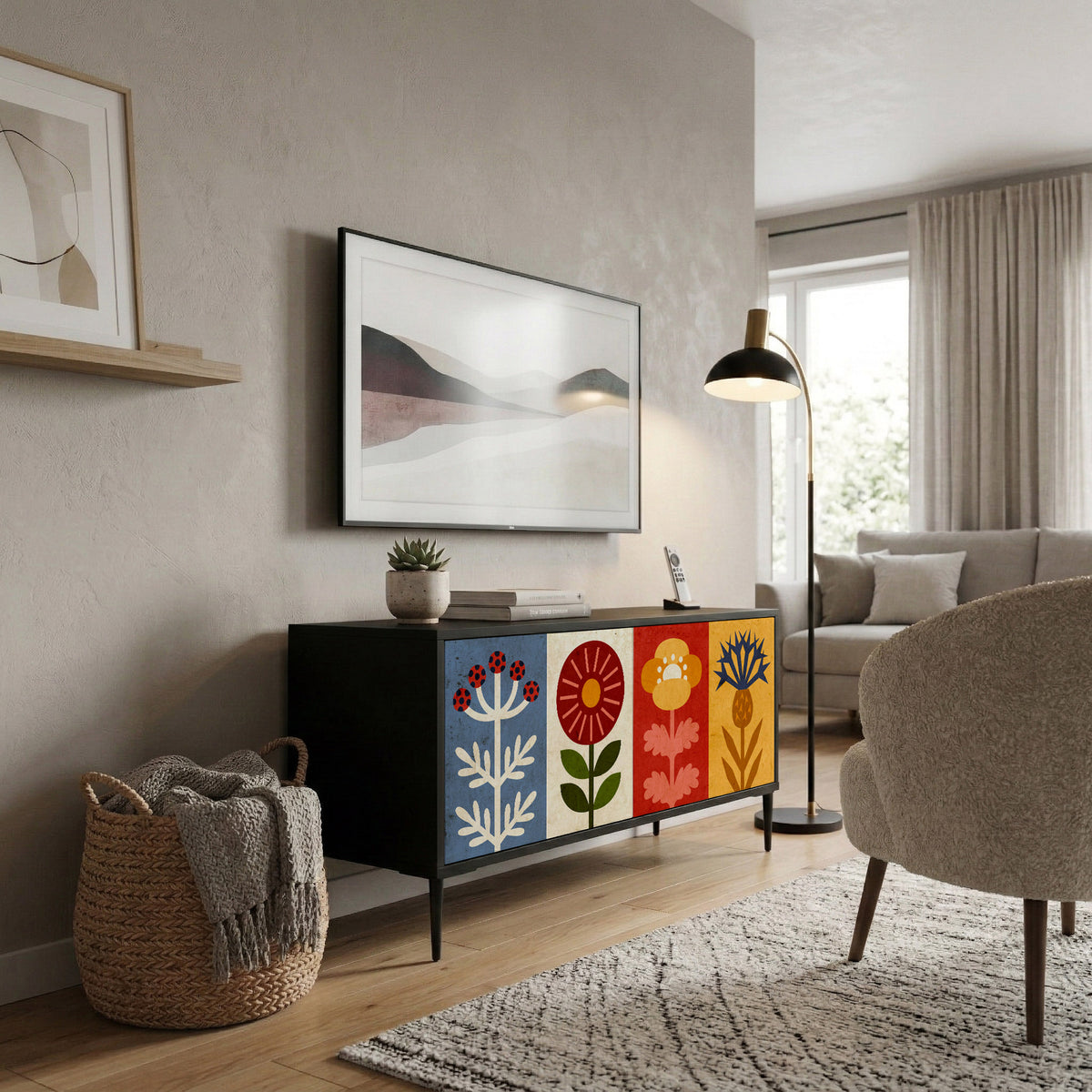 SCANDIC FLOWERET Συμπαγές έπιπλο τηλεόρασης 2-θυρών