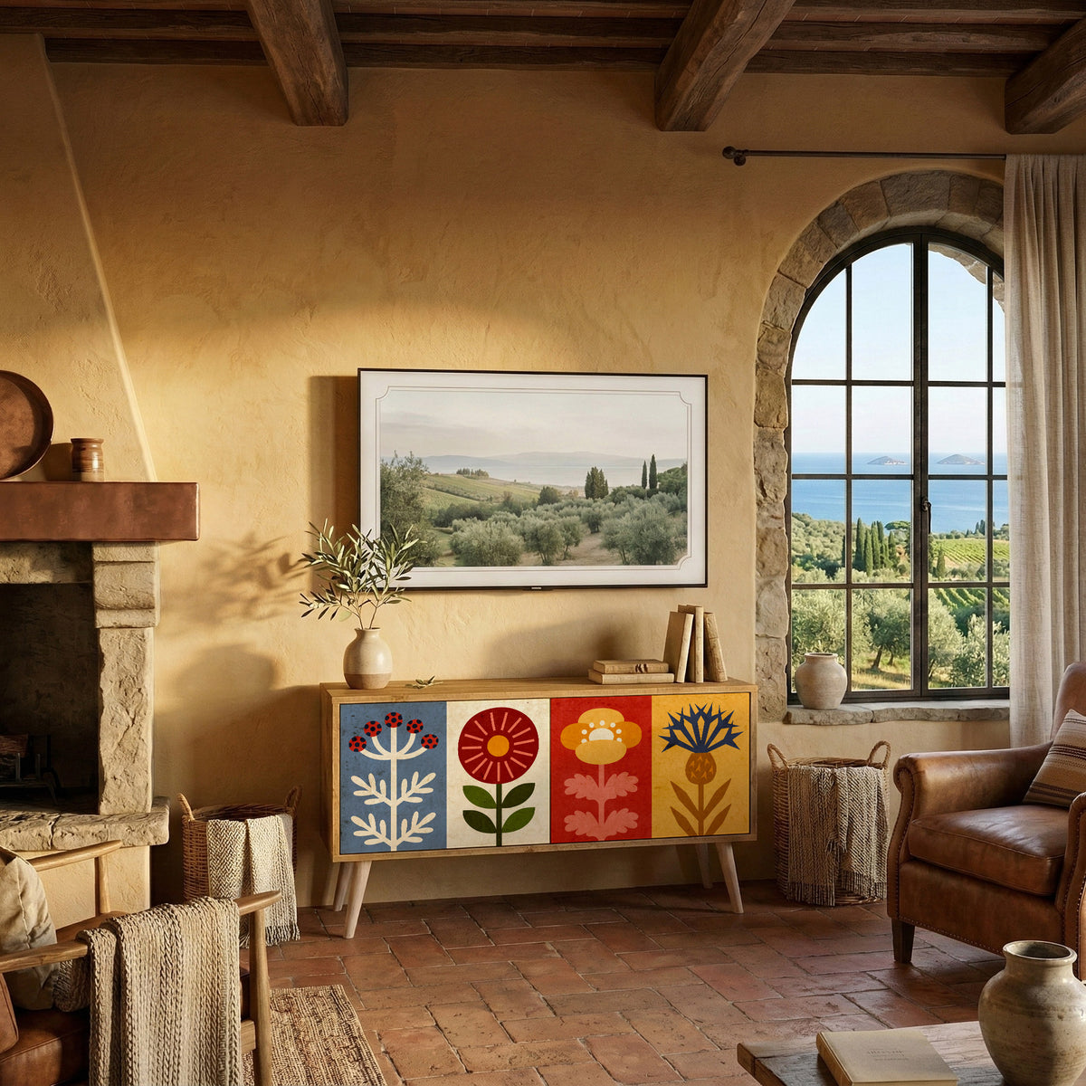 SCANDIC FLOWERET Συμπαγές έπιπλο τηλεόρασης 2-θυρών