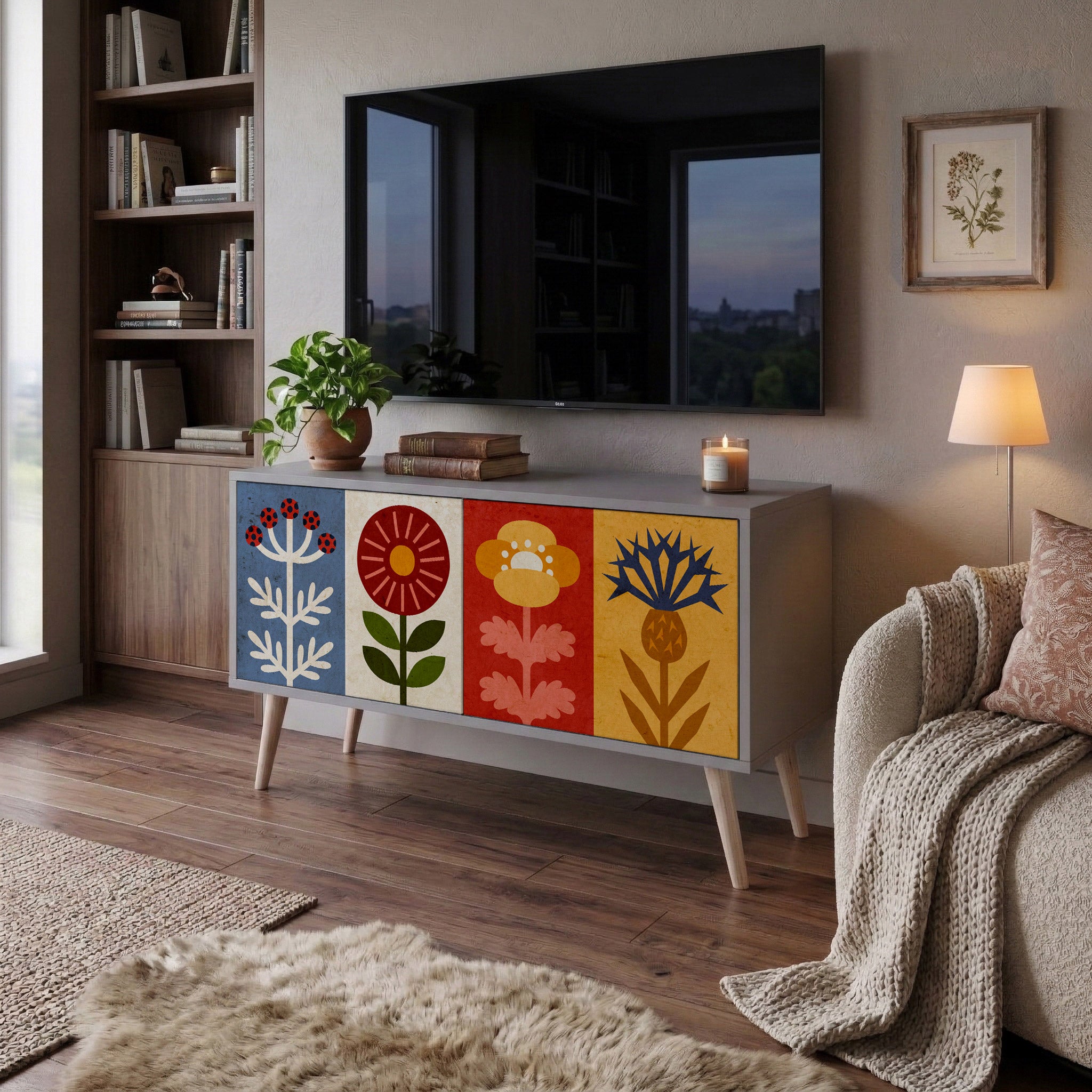 SCANDIC FLOWERET Compact 2-Door TV Cabinet