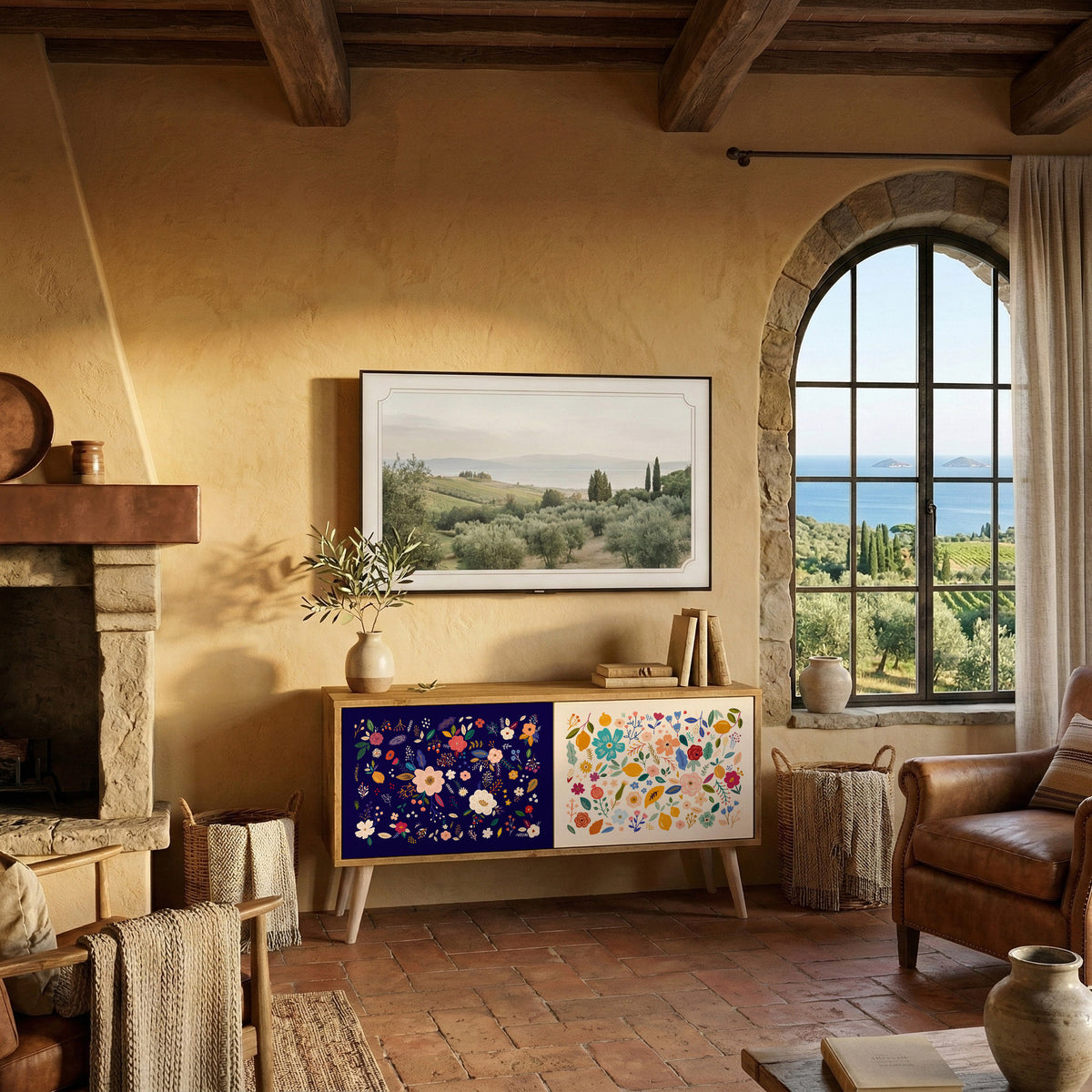 FLORAL COMBINATION Συμπαγές έπιπλο τηλεόρασης 2-θυρών