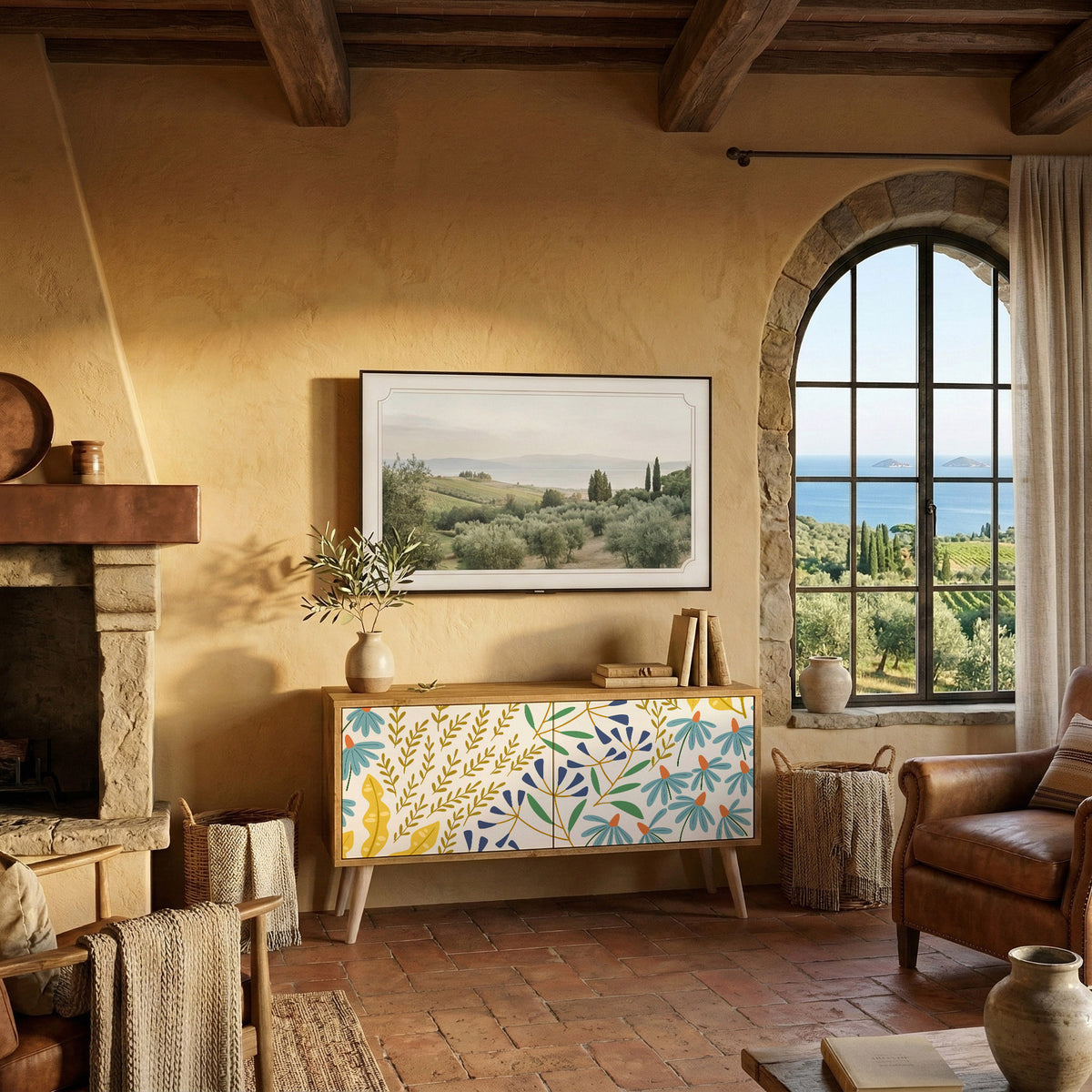 HELLO SPRING Συμπαγές έπιπλο τηλεόρασης 2-θυρών