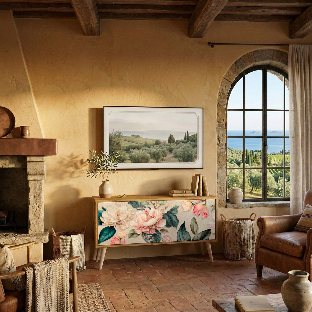 FLORAL GRACE Compact 2-Door TV Cabinet