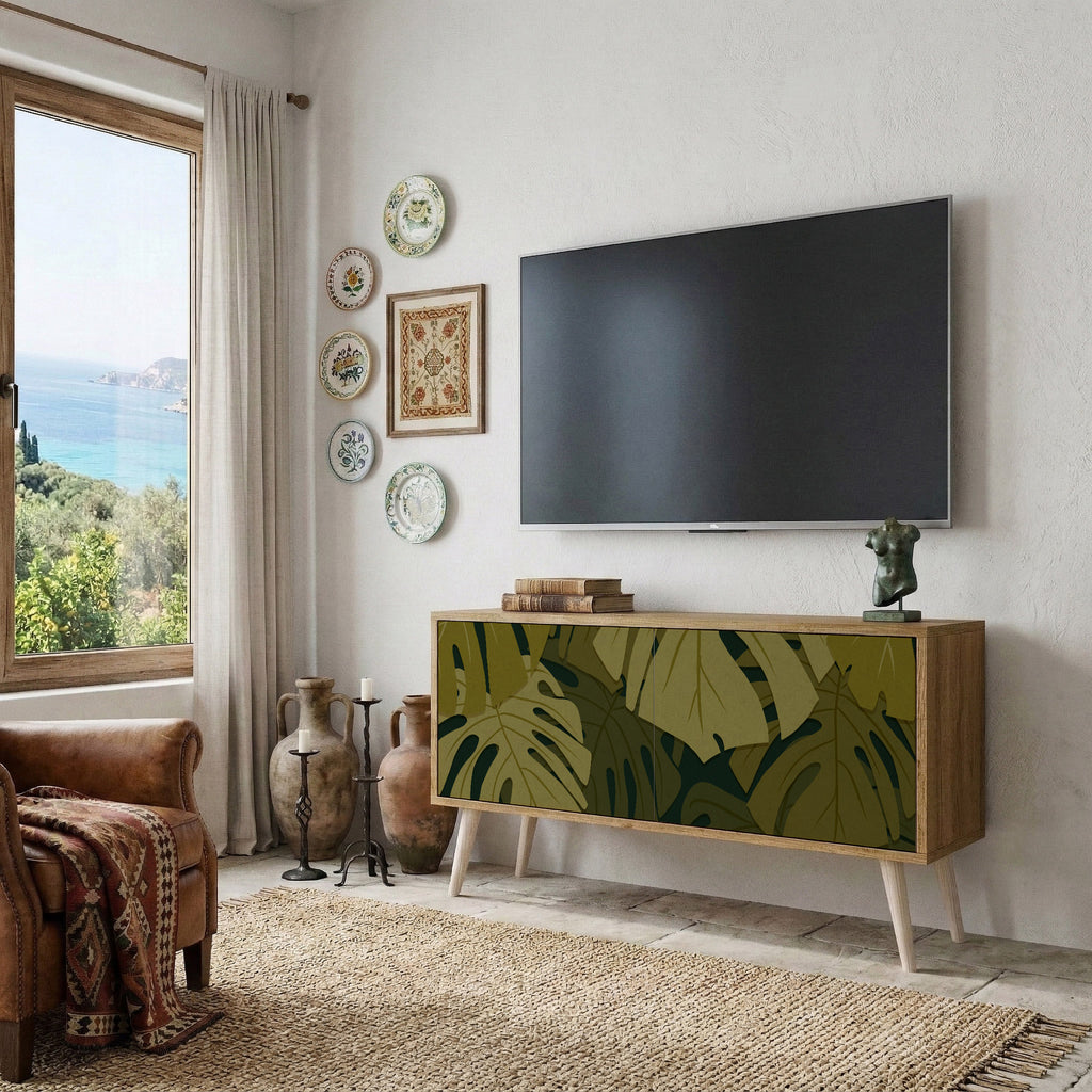 TROPICAL BEAUTY Compact 2-Door TV Cabinet