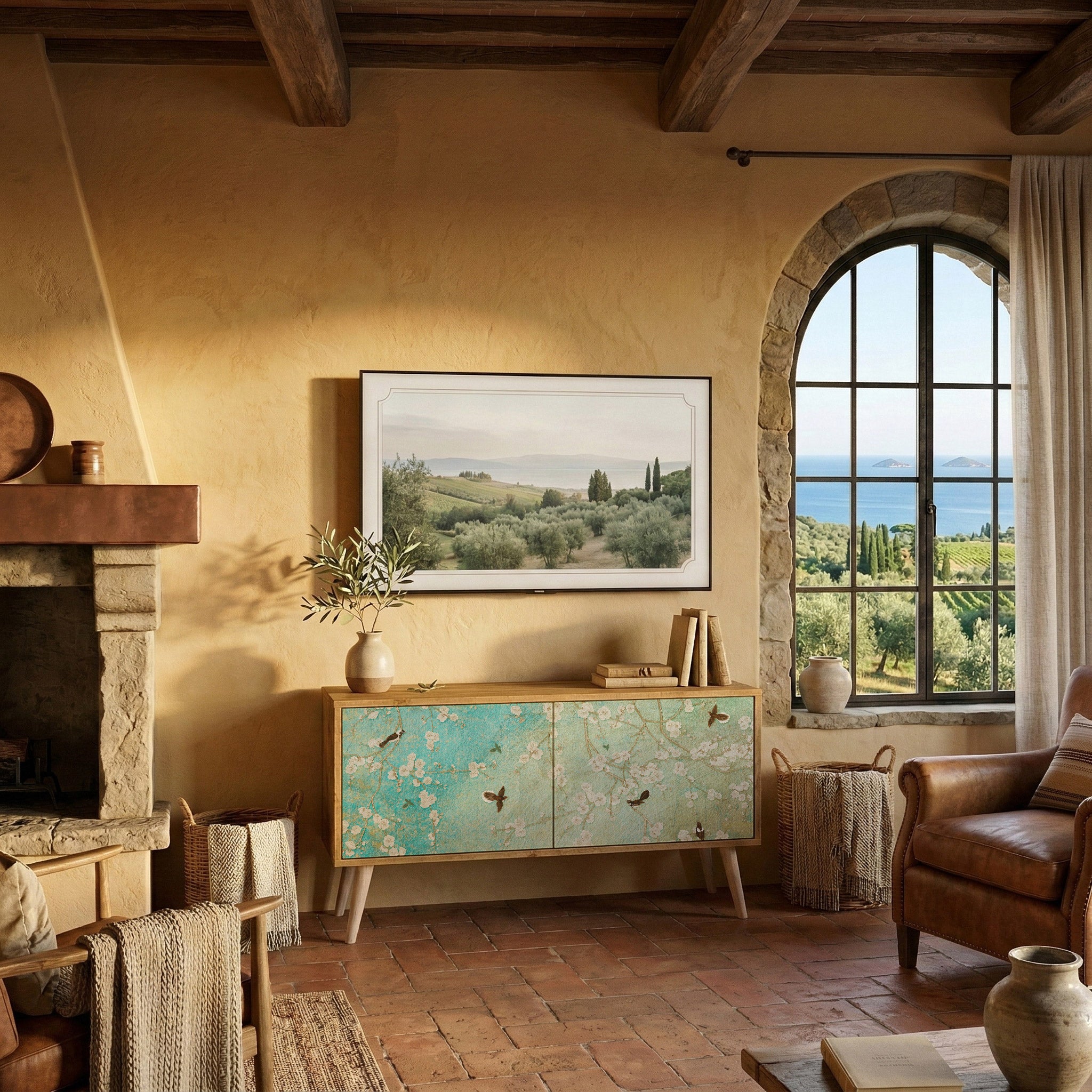 BLOOMING CHARM Compact 2-Door TV Cabinet