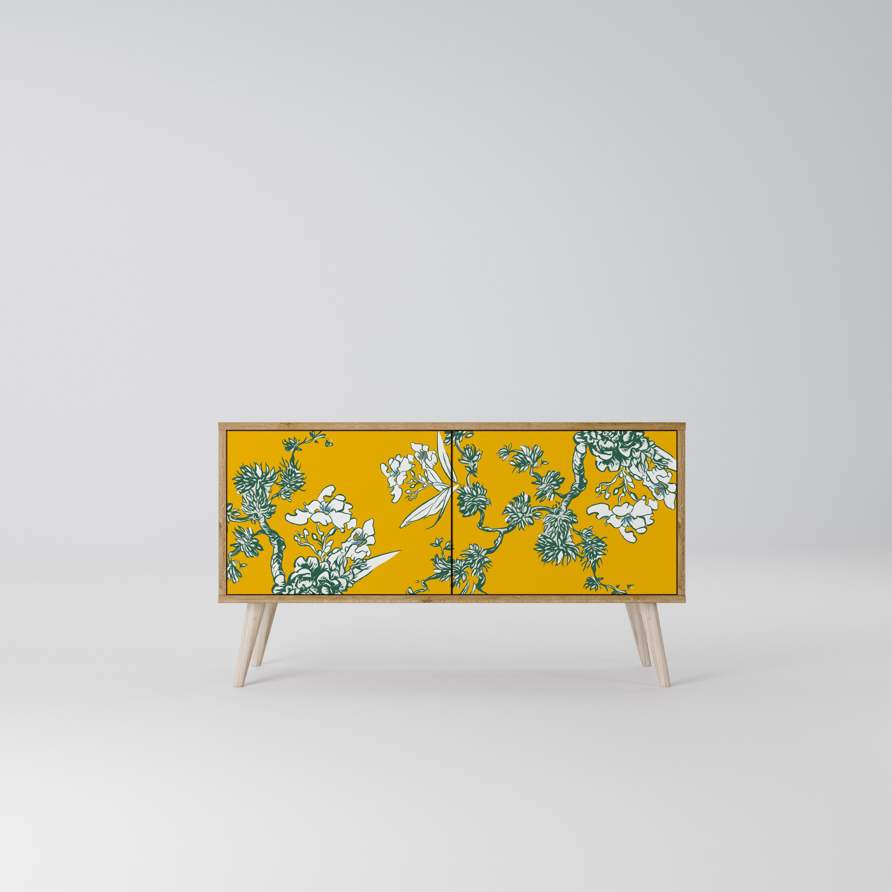 YELLOW CHINOISERIE Compact 2-Door TV Cabinet