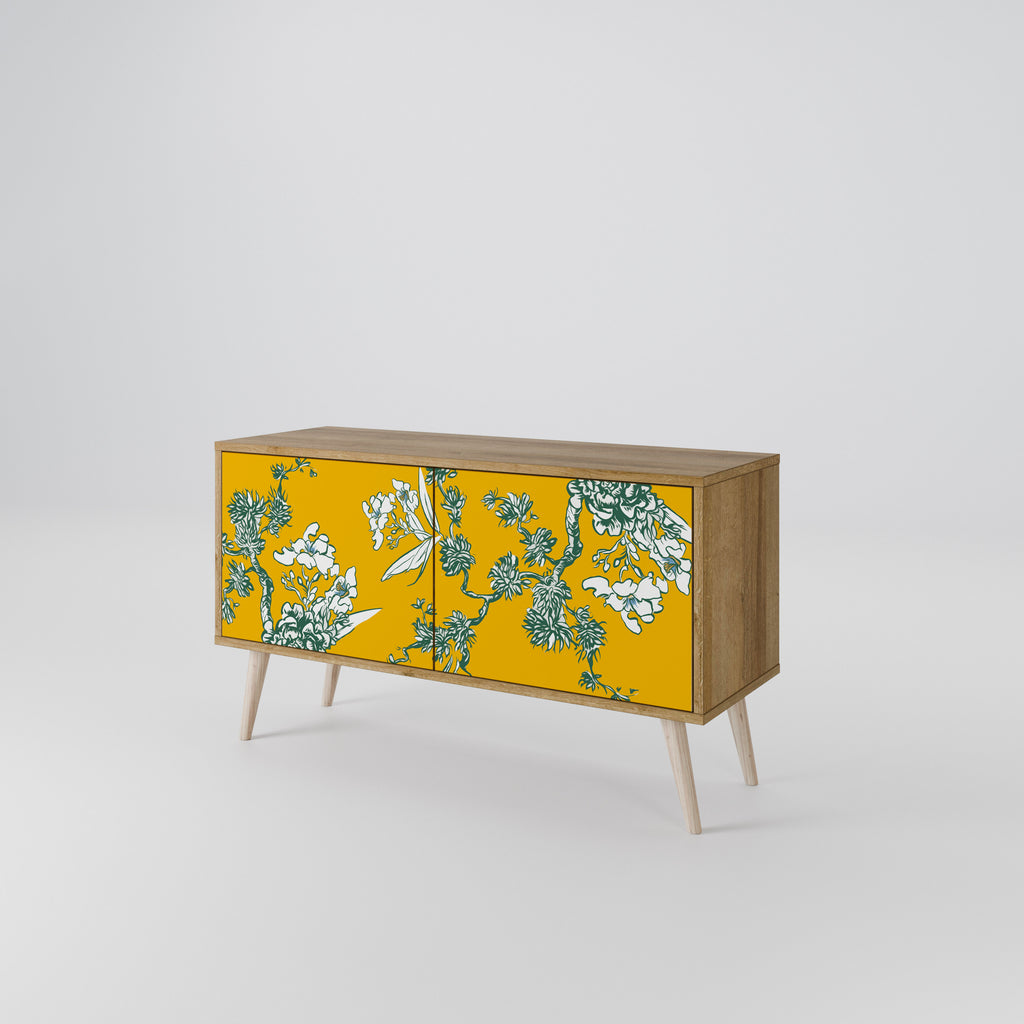 YELLOW CHINOISERIE Compact 2-Door TV Cabinet