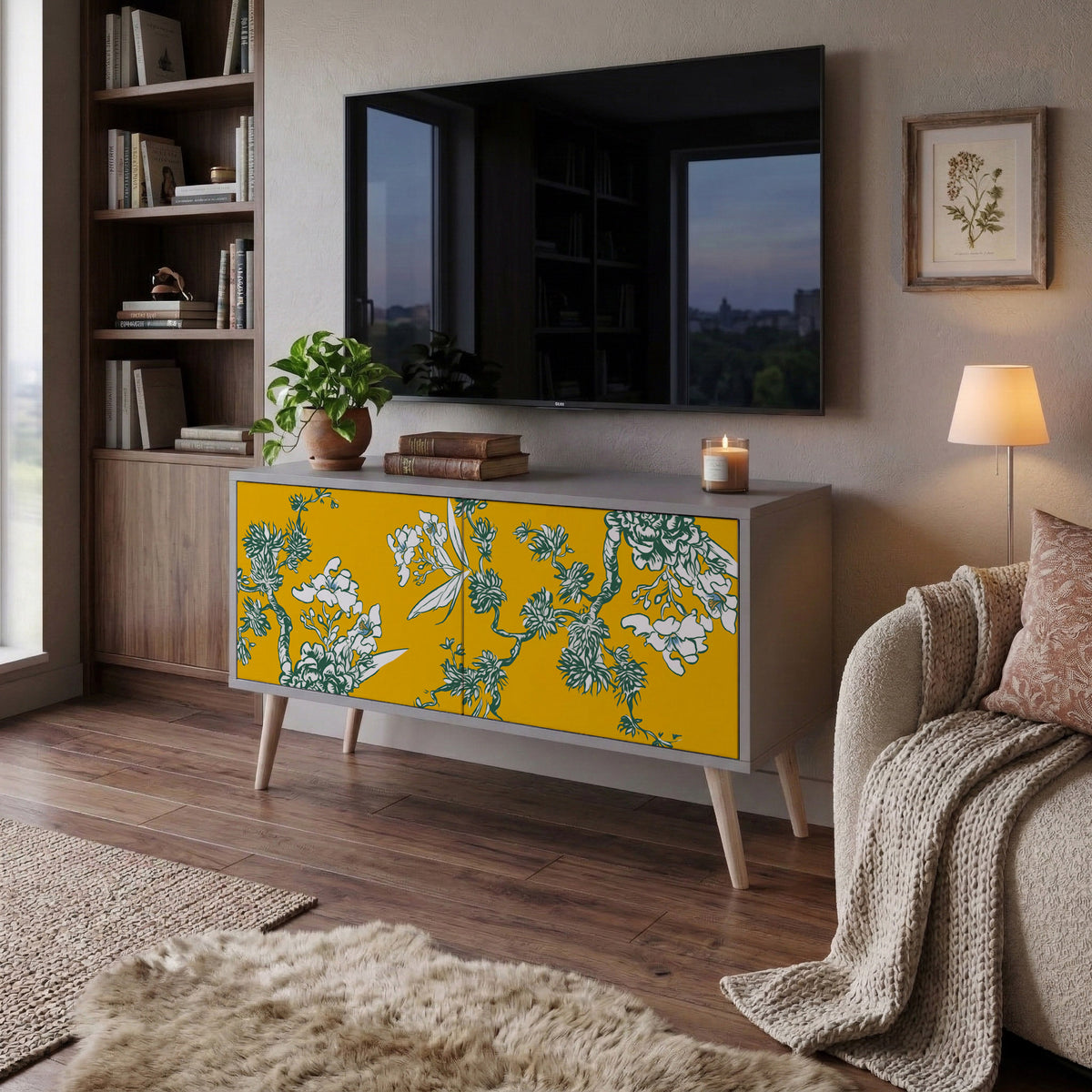 YELLOW CHINOISERIE Συμπαγές έπιπλο τηλεόρασης 2-θυρών