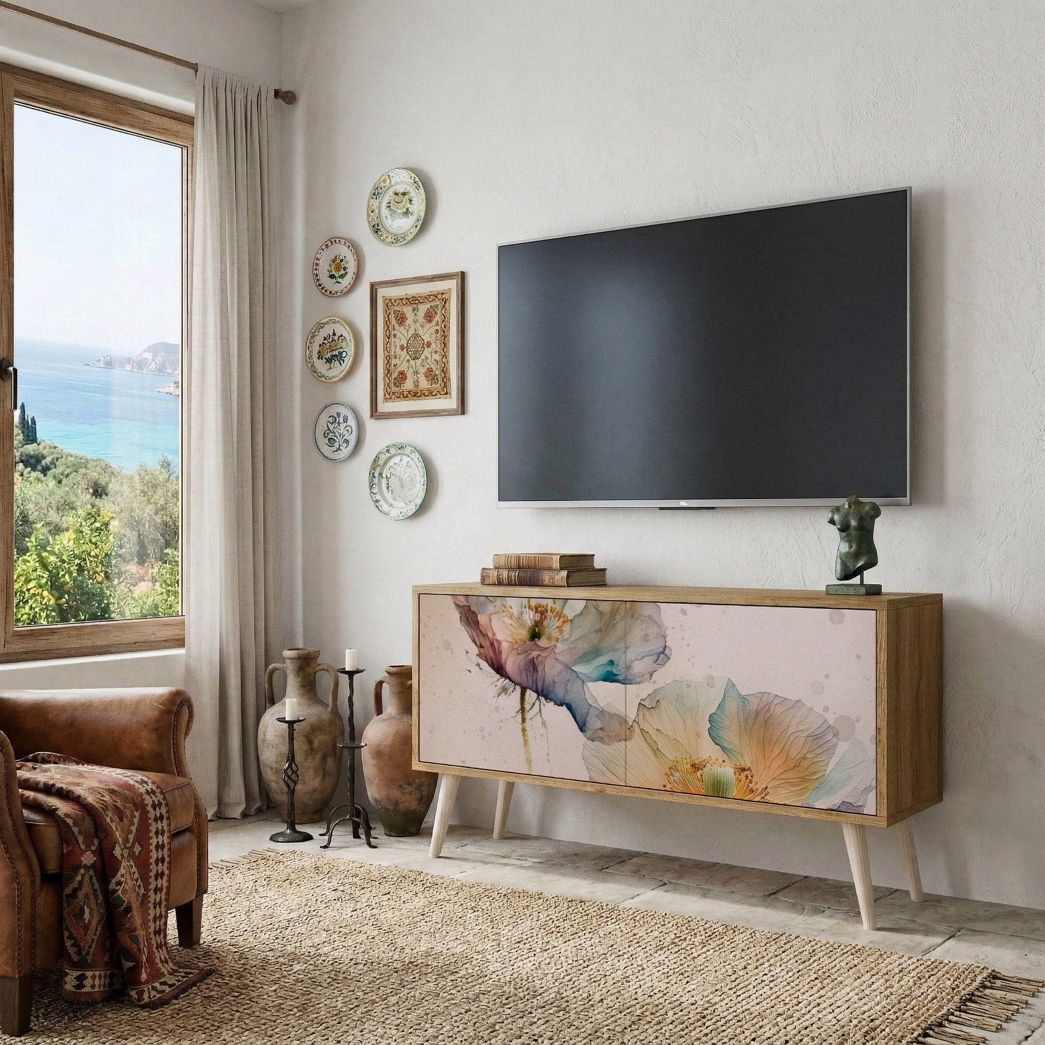 SOFTEN POPPY Compact 2-Door TV Cabinet