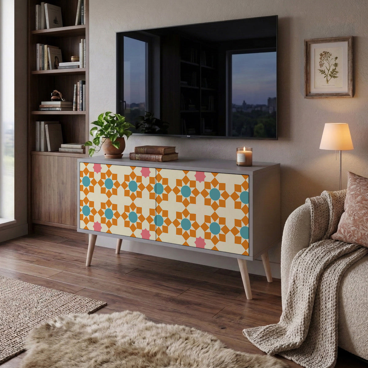 FLORAL DECOR Συμπαγές έπιπλο τηλεόρασης 2-θυρών