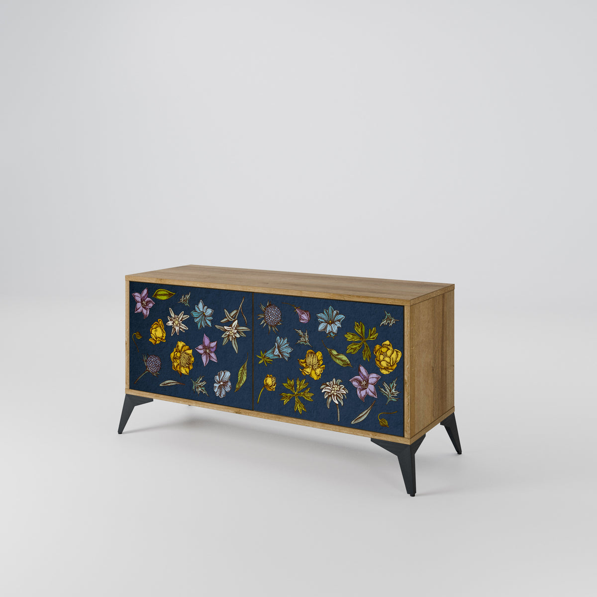 FLOWERS ON NAVY BLUE Συμπαγές έπιπλο τηλεόρασης 2-θυρών