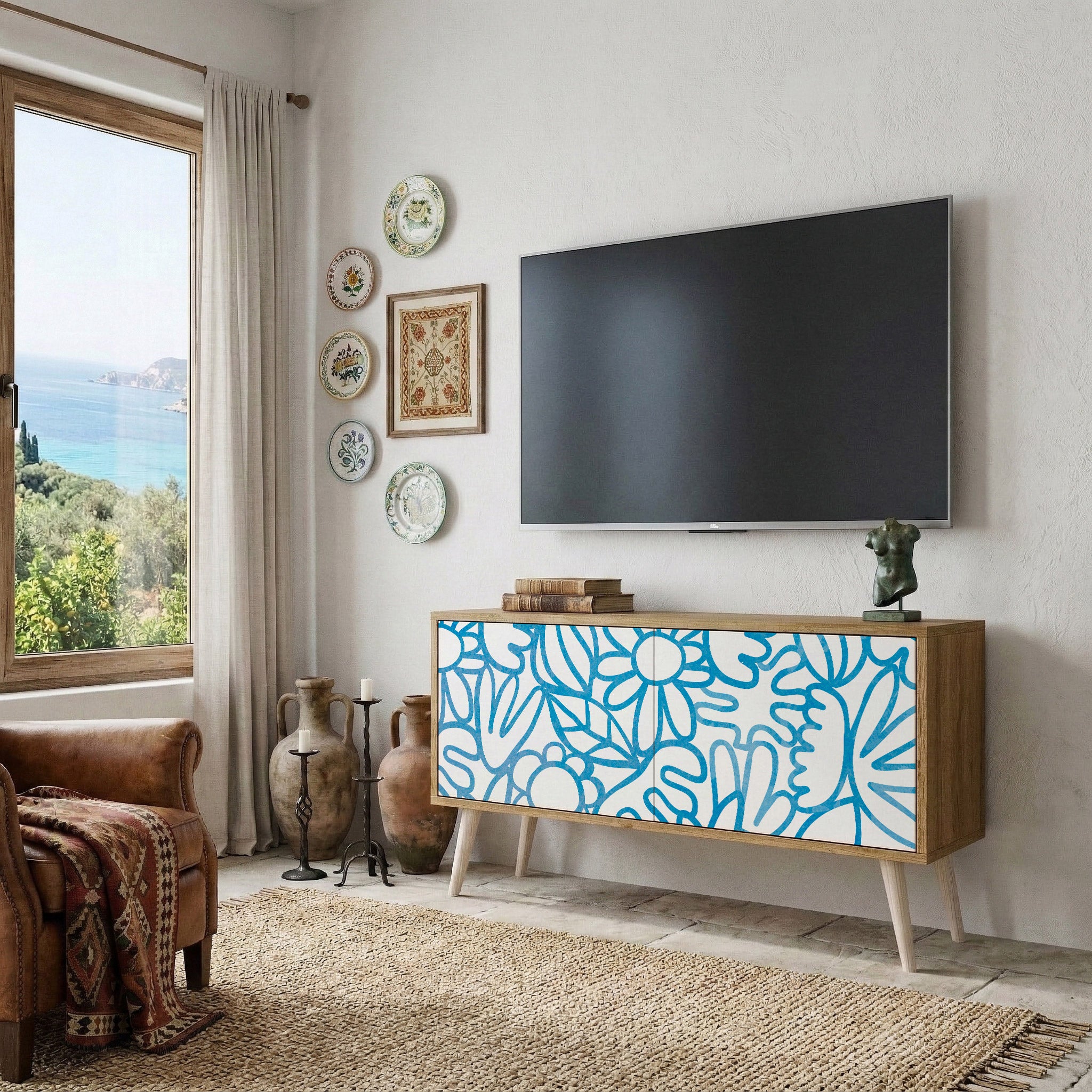 BLOOMY MORNING Compact 2-Door TV Cabinet