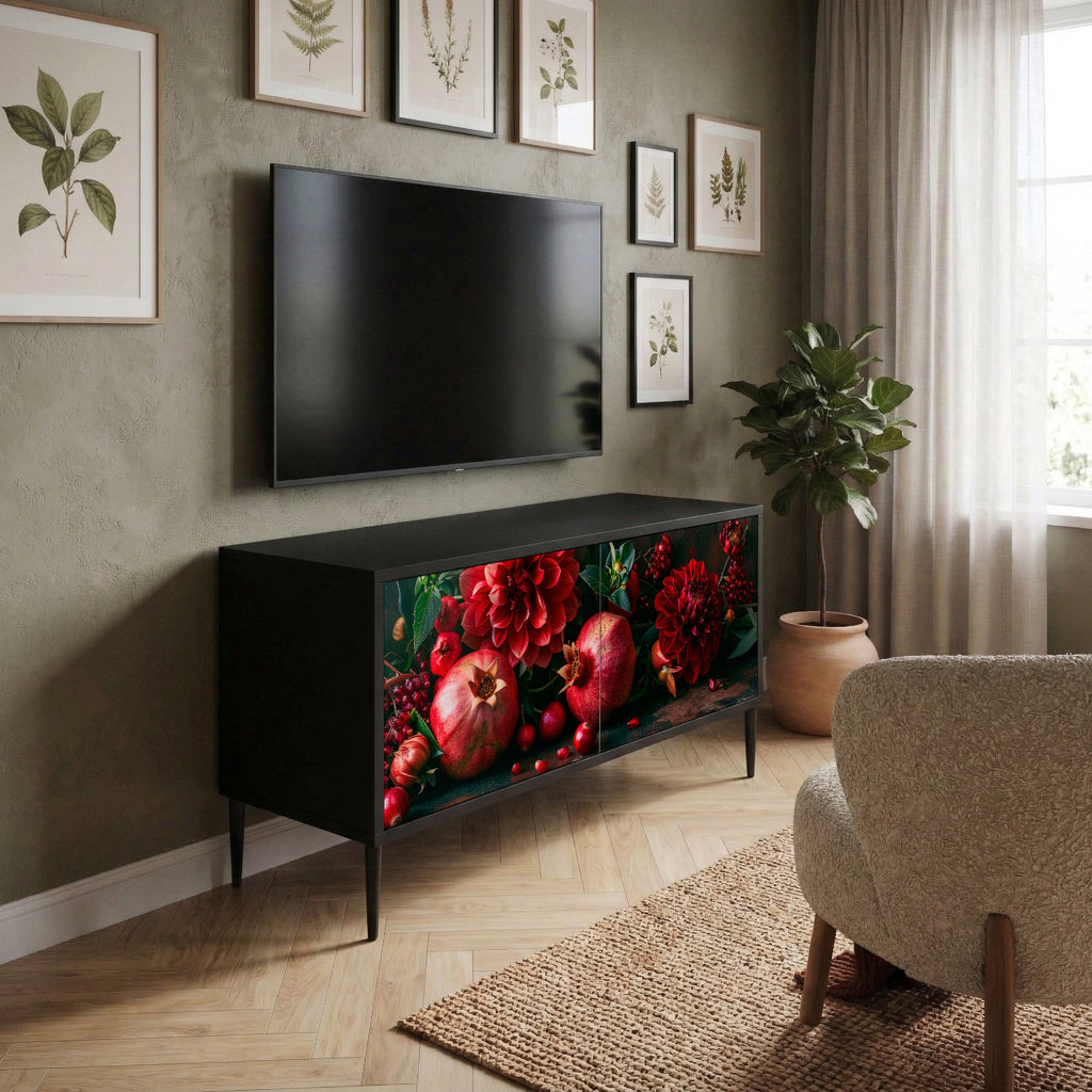 DAHLIAS AND POMEGRANATES Compact 2-Door TV Cabinet