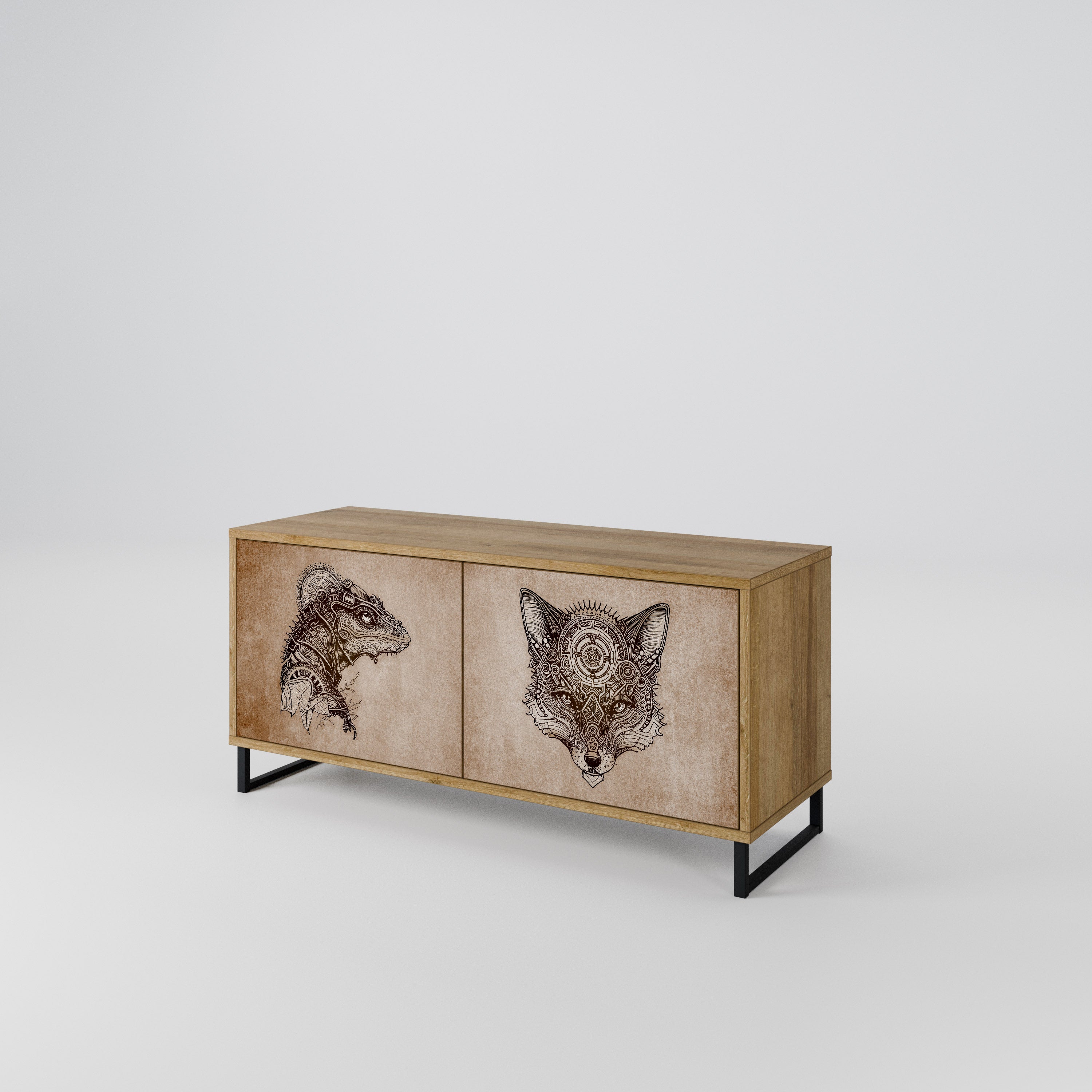 STEAMPUNK CLAN Compact 2-Door TV Cabinet